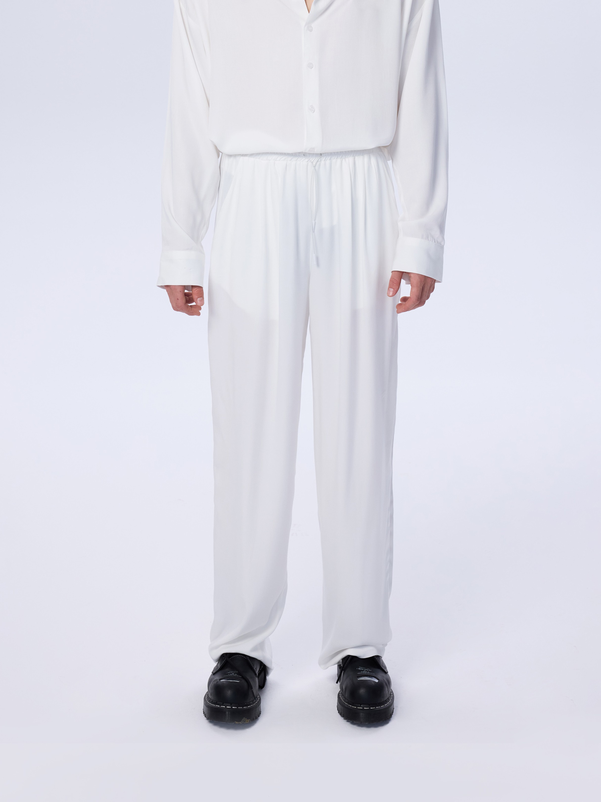 Hole Oversize Cut Pants - WHITE