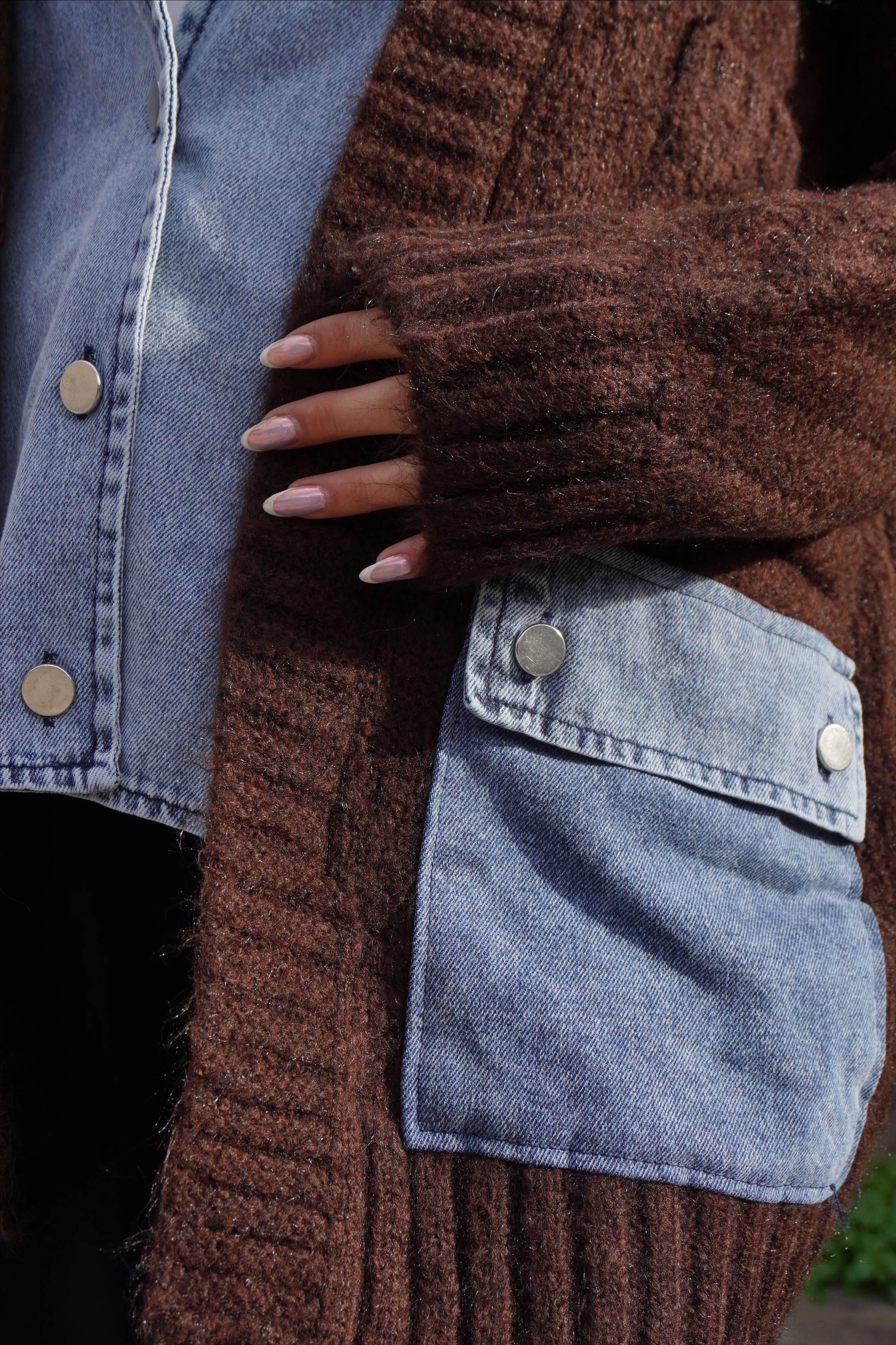 Kot Garnili Acı Kahve Triko Hırka