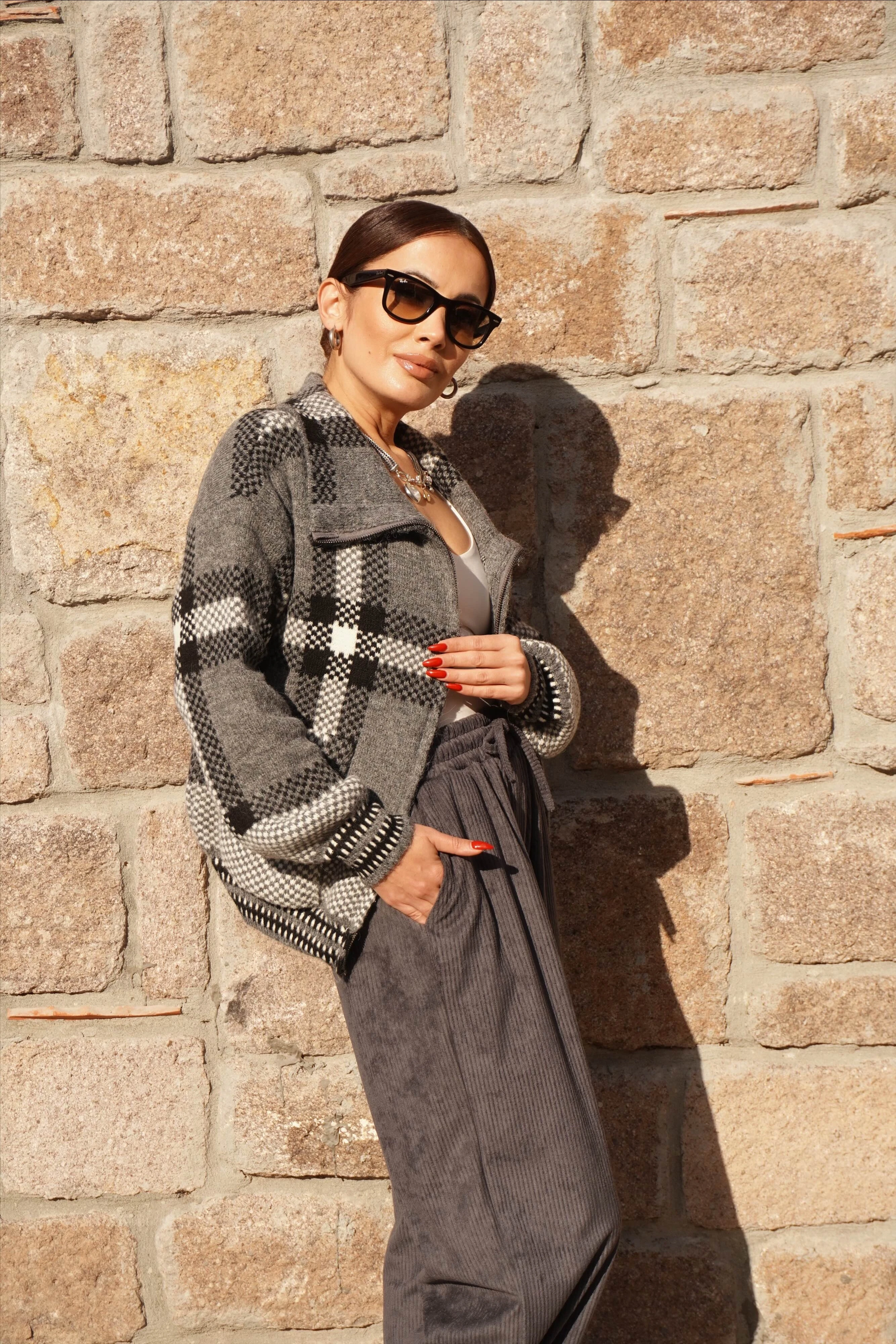 Beli Lastikli Fitilli Füme Kadife Pantolon