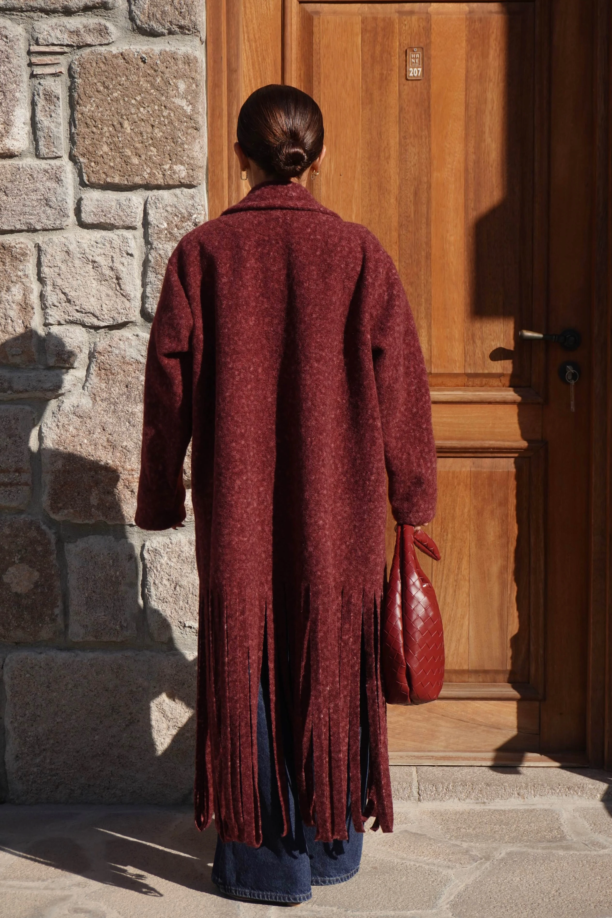 Premium Tasarım Oversize Bordo Kaban 