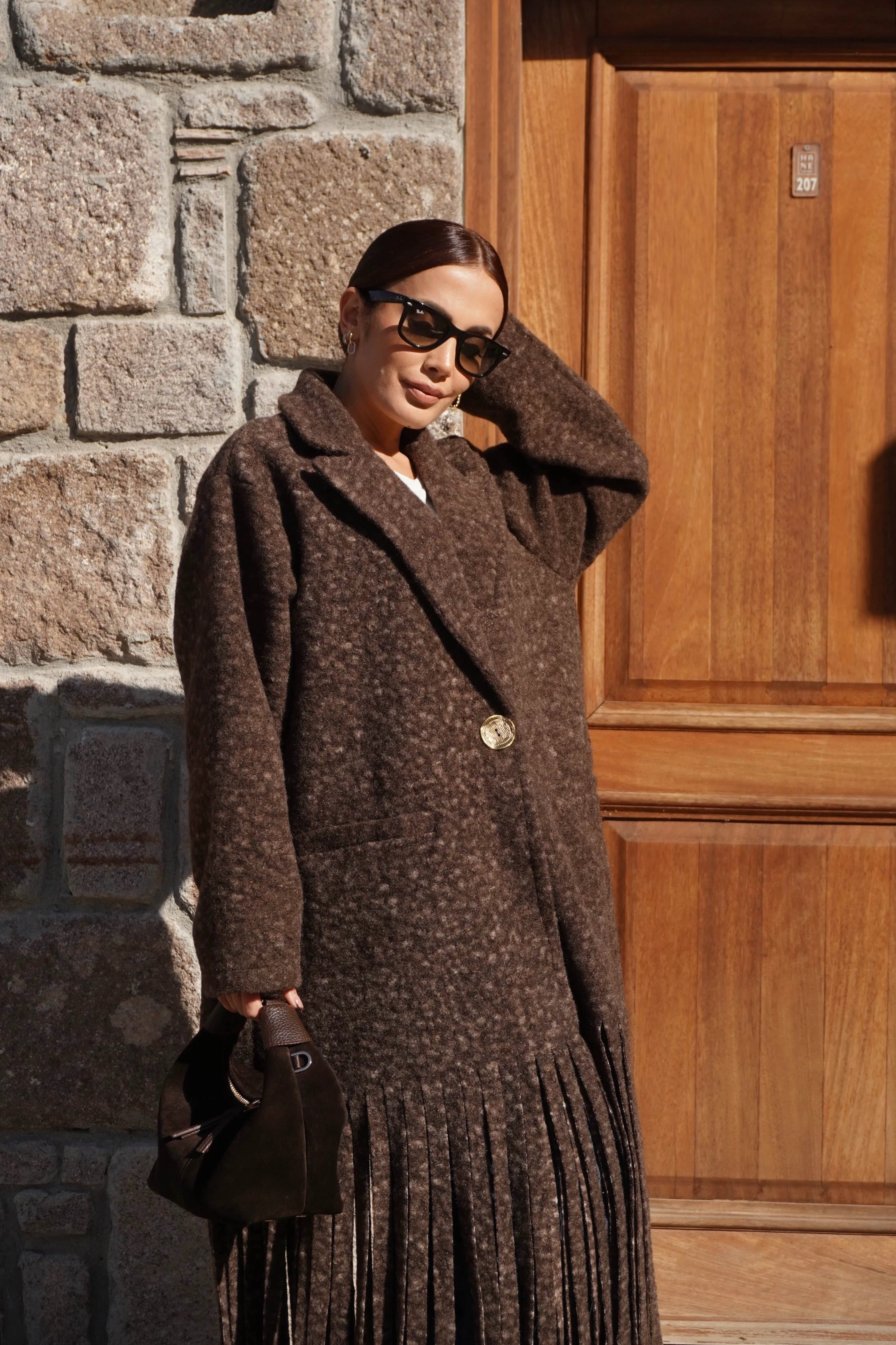 Premium Tasarım Oversize Kahve Kaban 