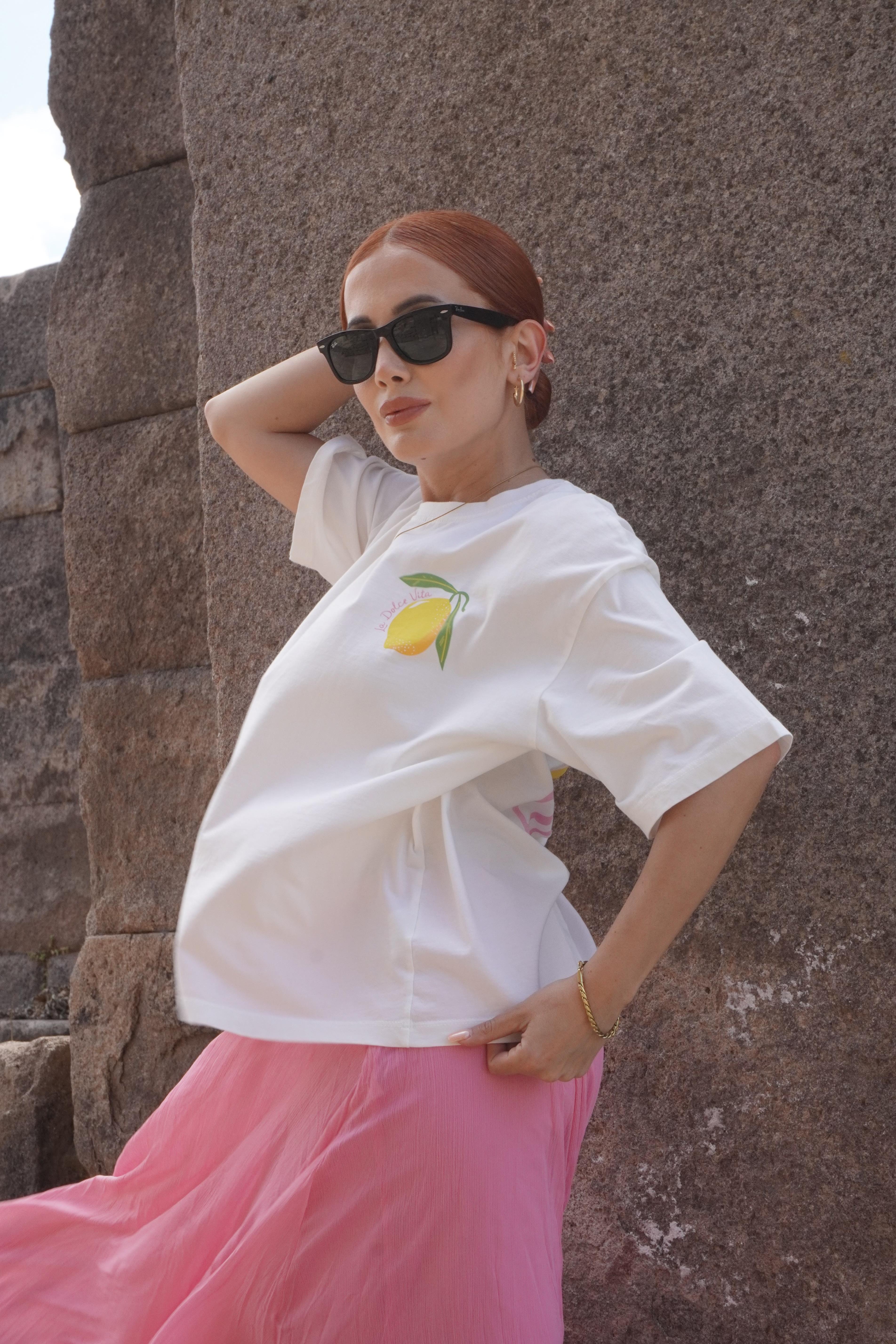 Limon Baskıkı Oversize Tişört