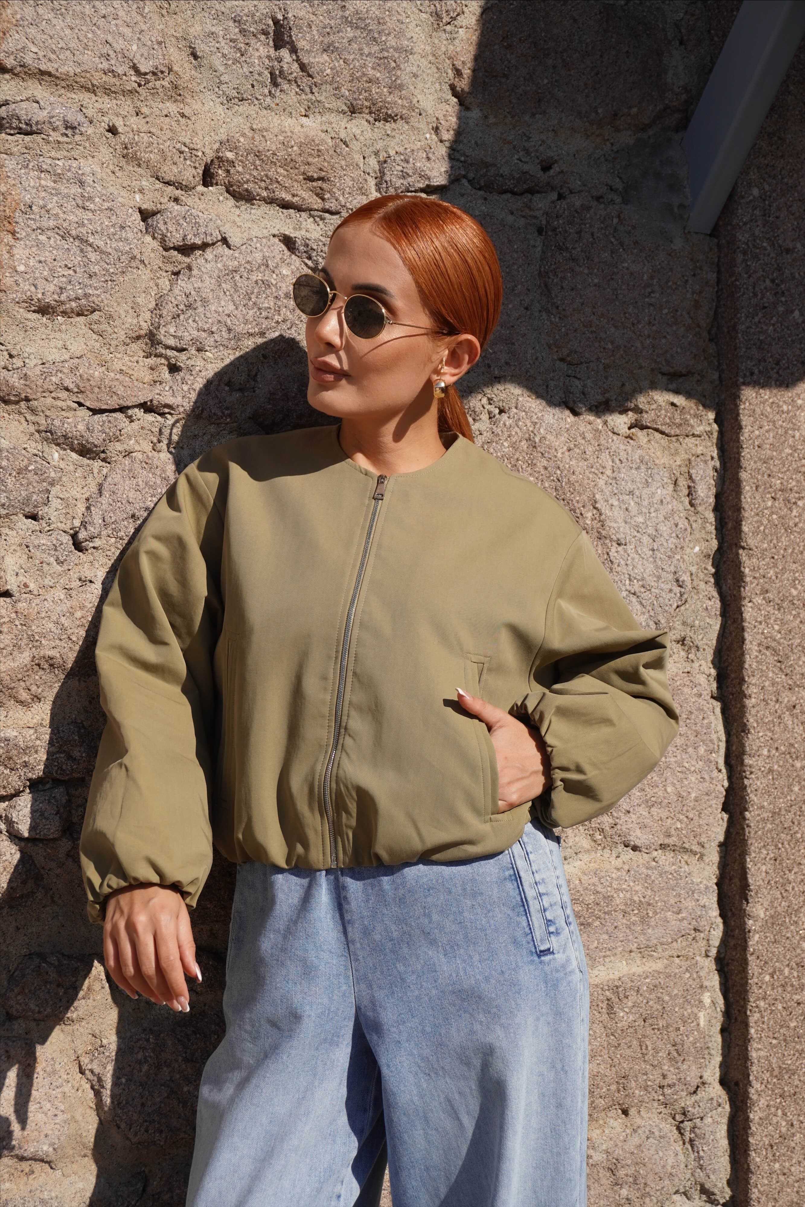 Haki Basic Bomber Ceket