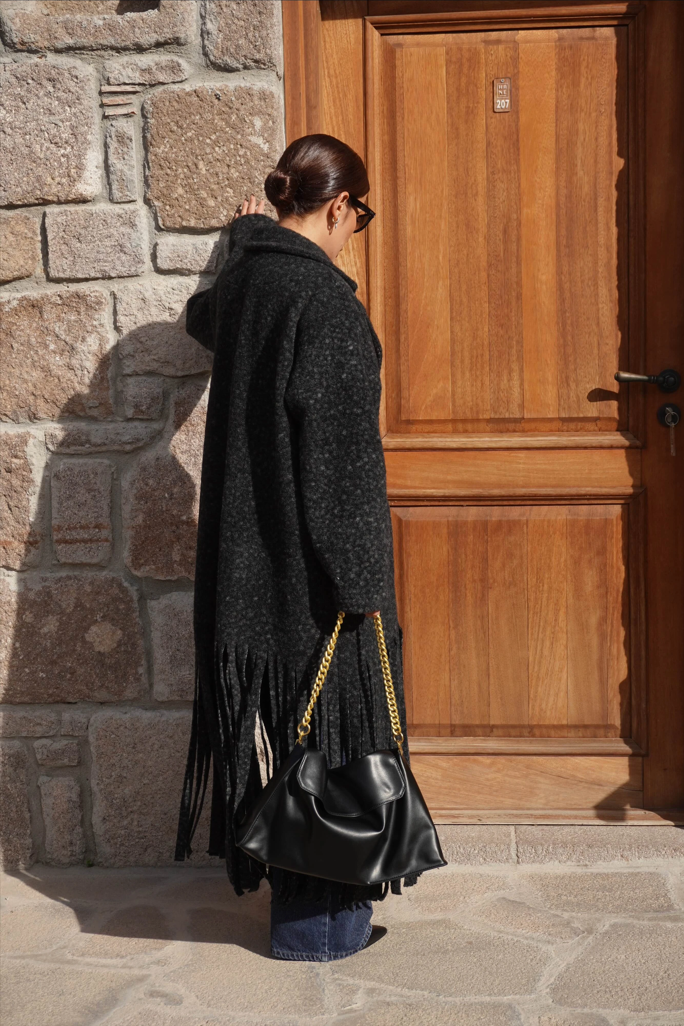 Premium Tasarım Oversize Antrasit Kaban