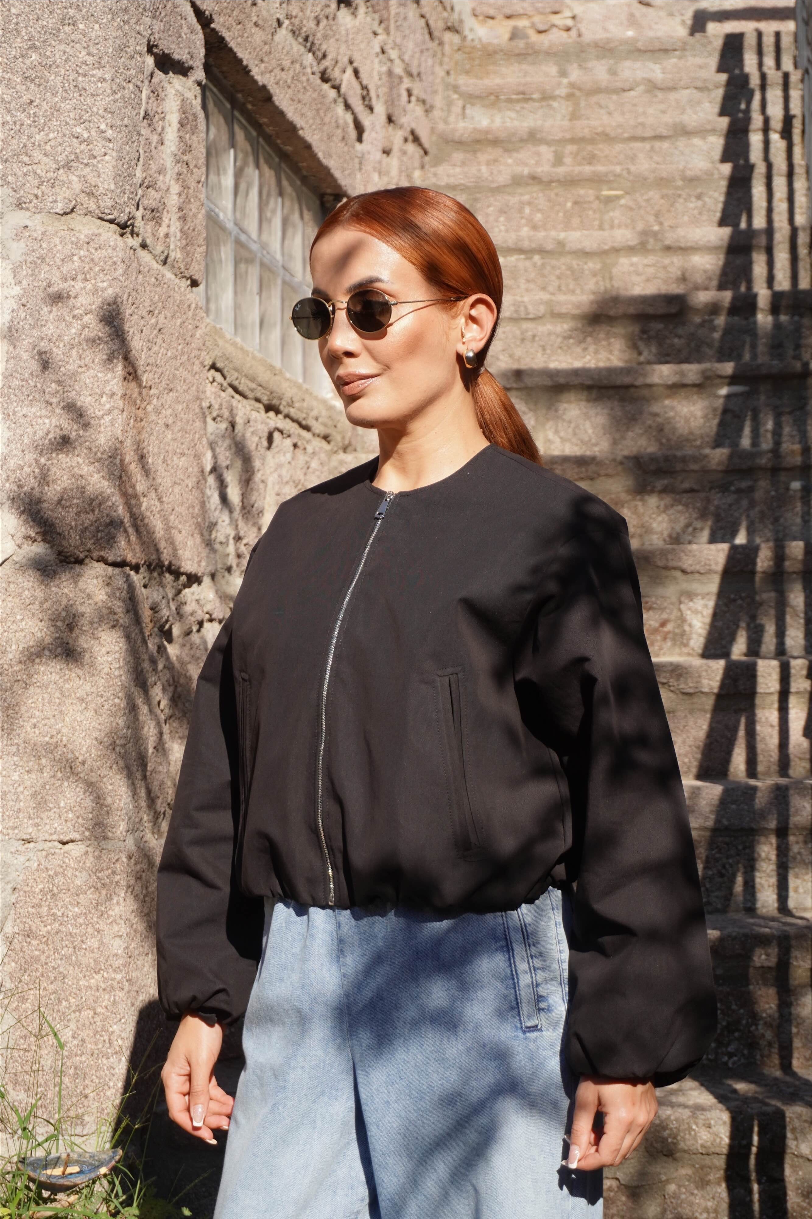 Siyah Basic Bomber Ceket 