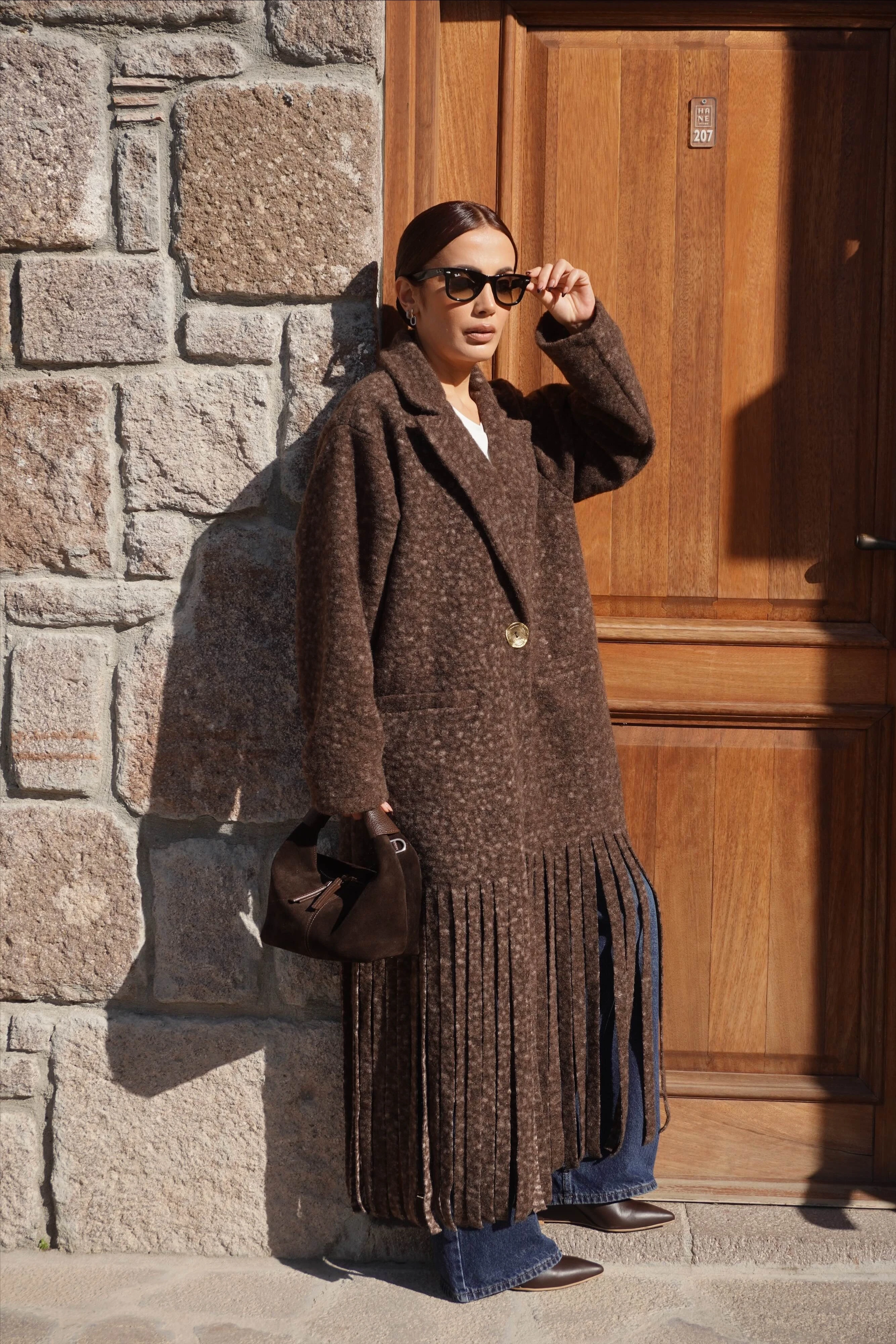 Premium Tasarım Oversize Kahve Kaban 