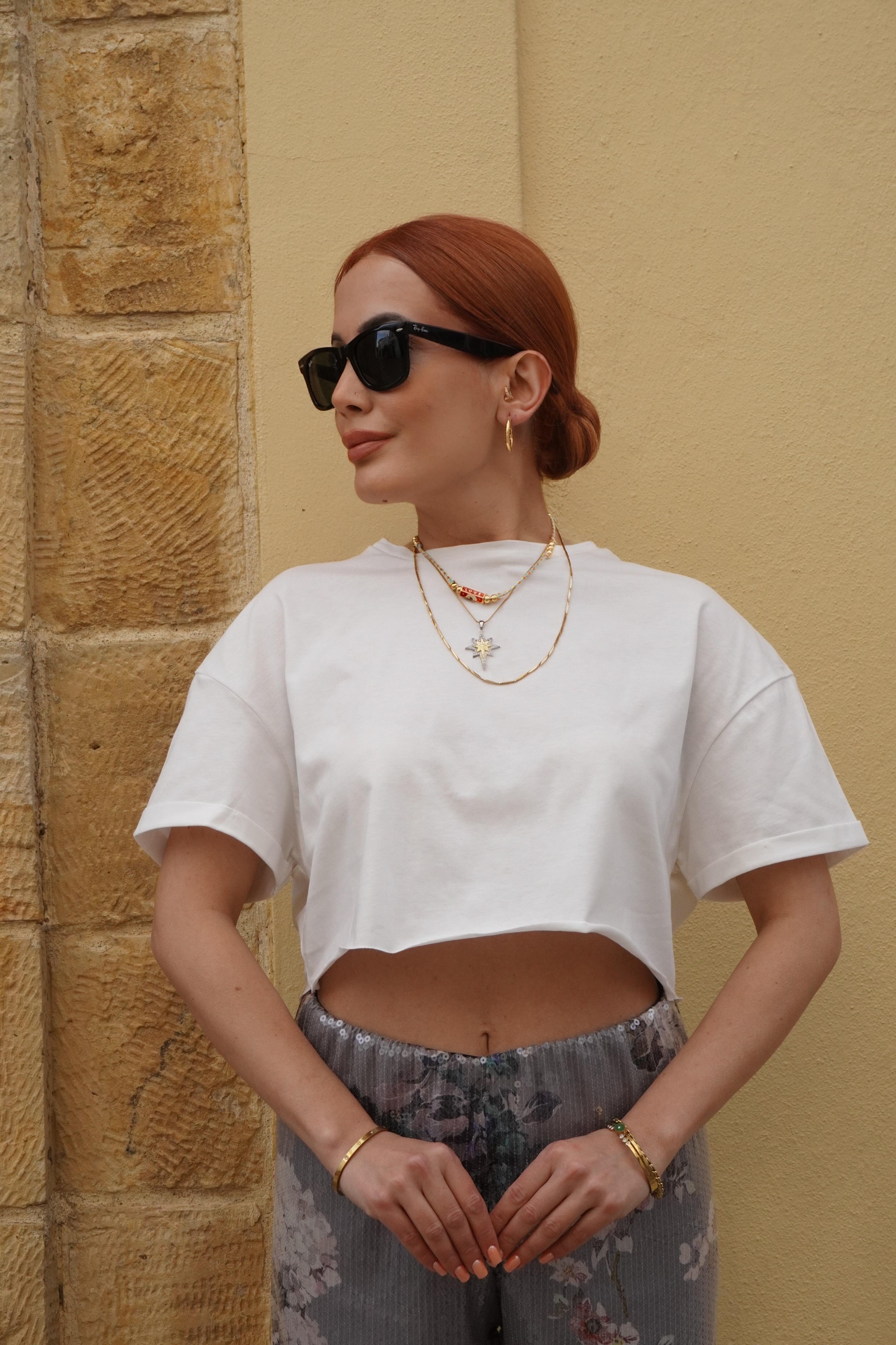 Crop Basic Beyaz T-shirt