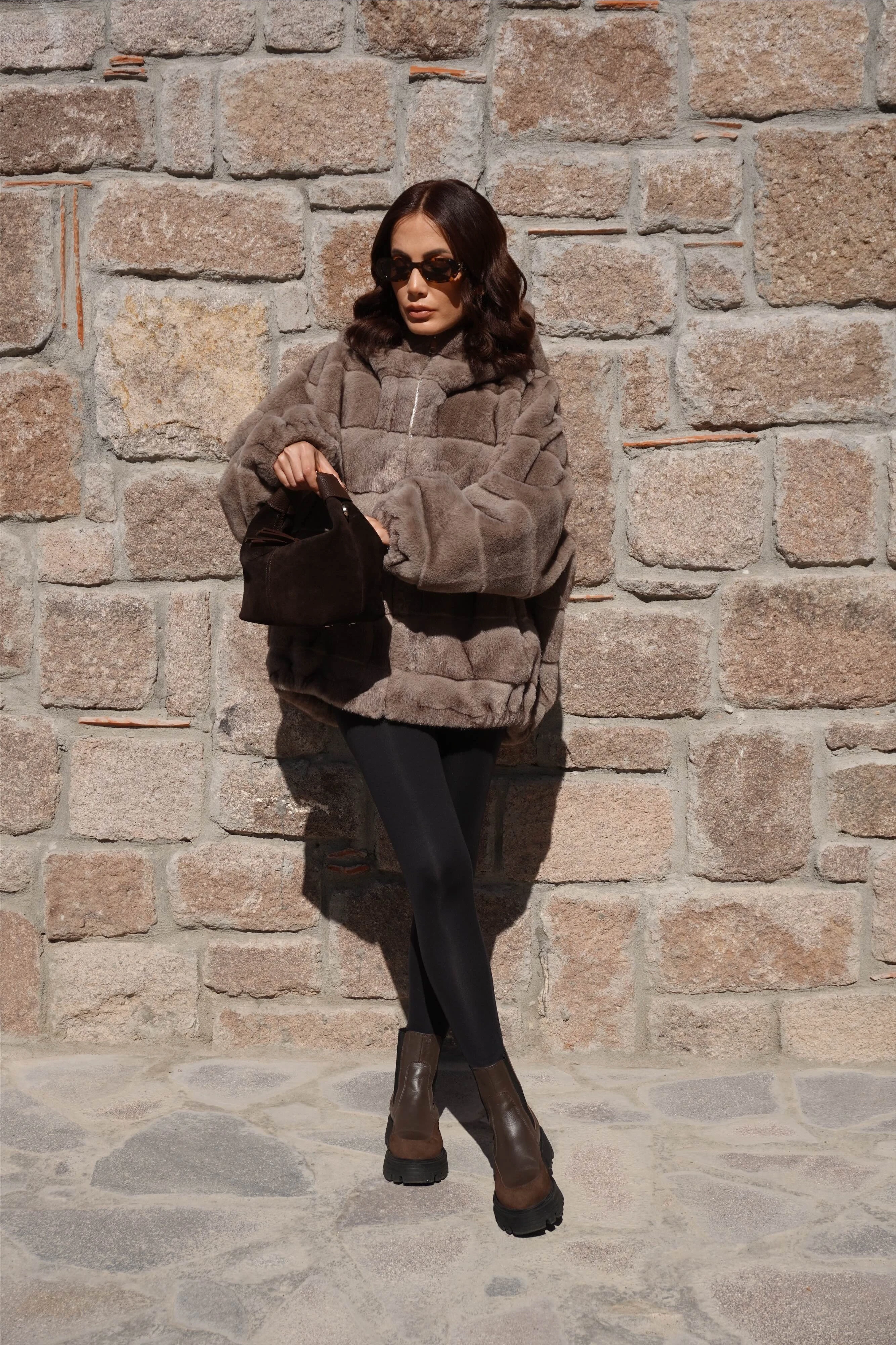 İthal Premium Oversize Vizon Kürk Mont