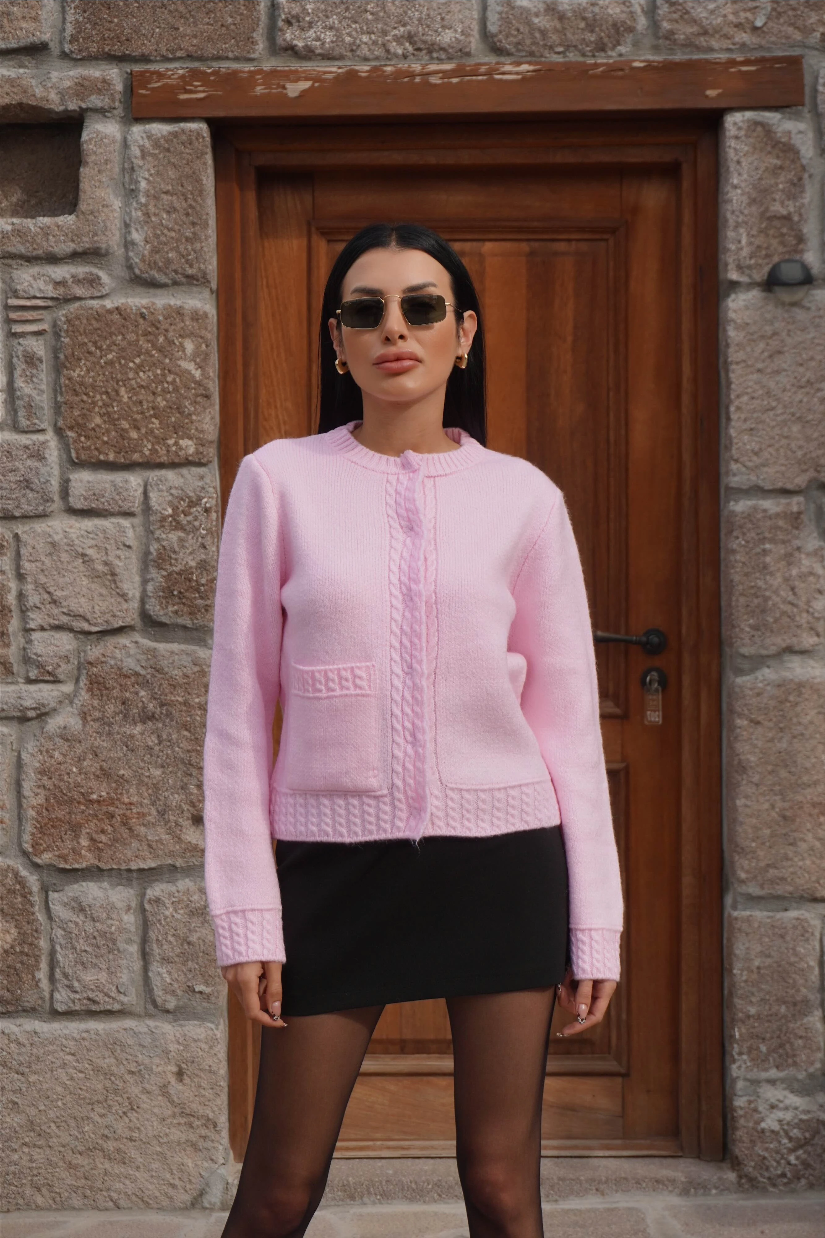 Tek Cep Detaylı Triko Hırka 