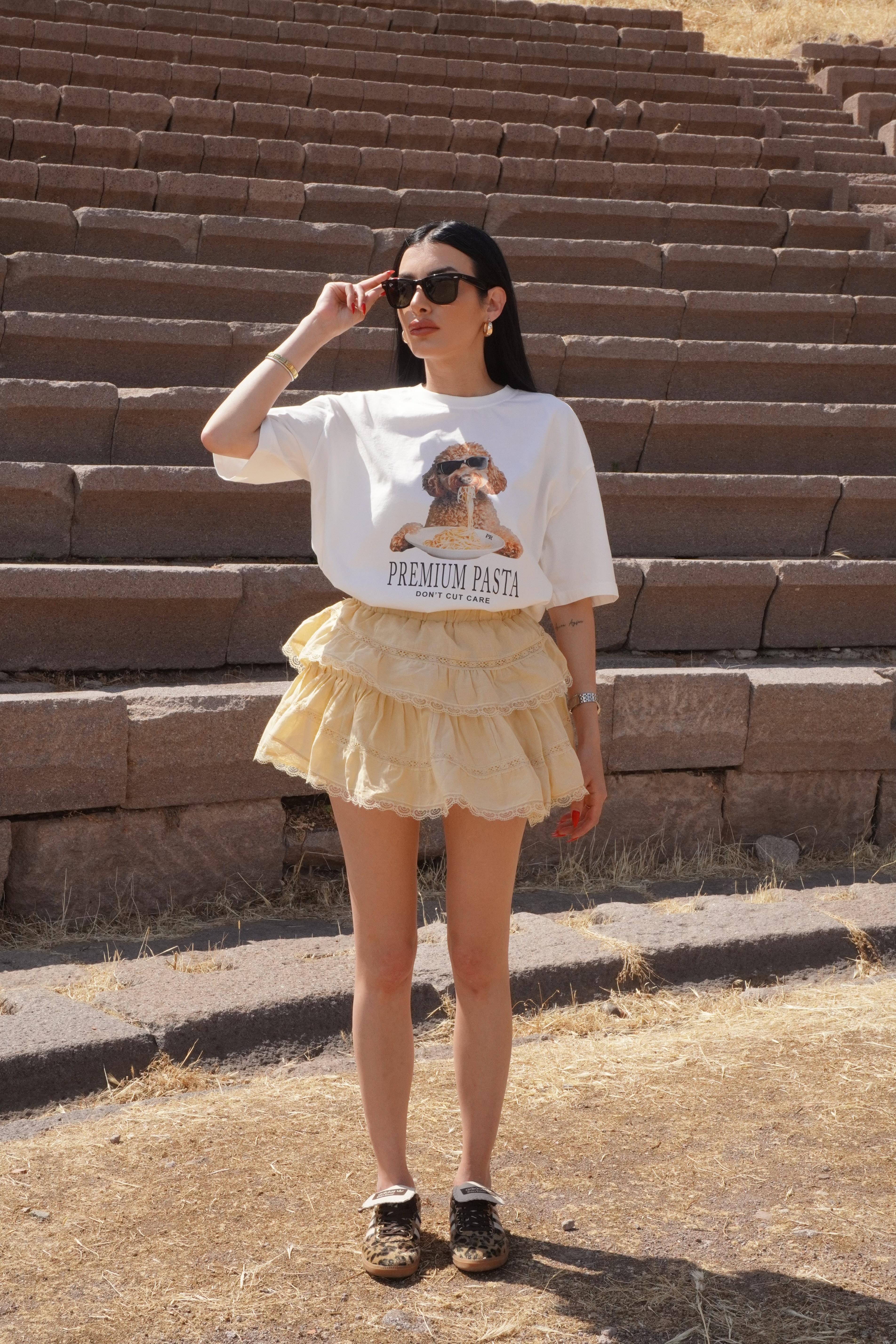 Poodle Baskılı Oversize Tişört