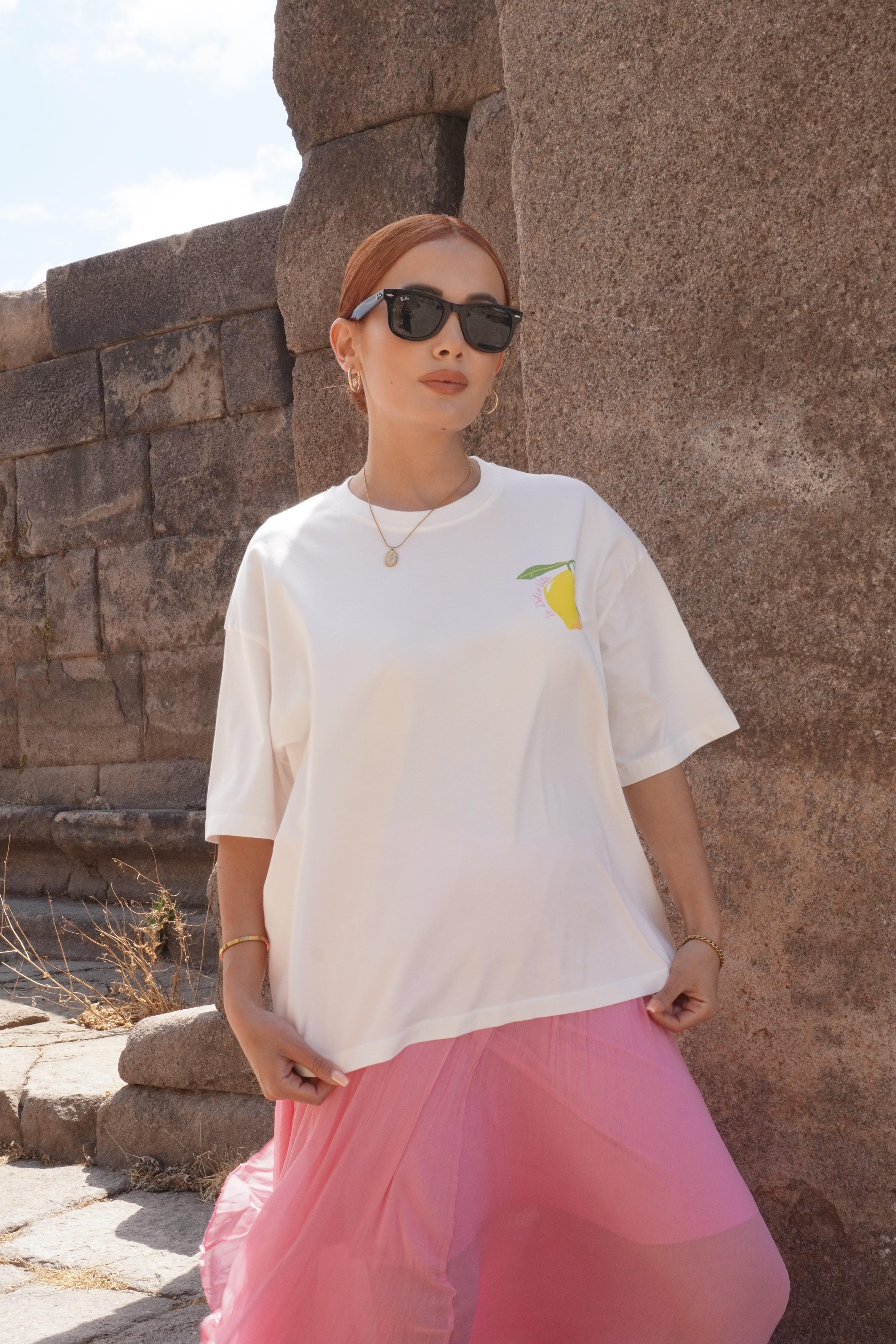 Limon Baskıkı Oversize Tişört