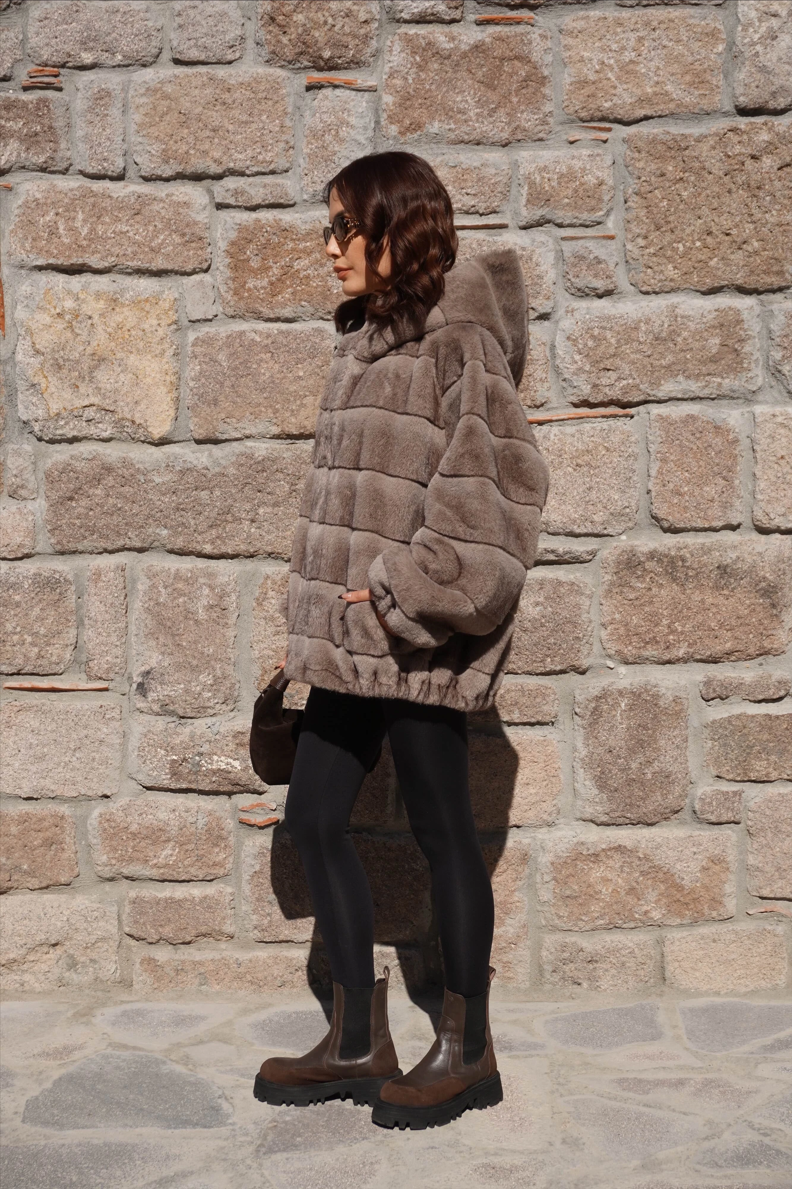 İthal Premium Oversize Vizon Kürk Mont