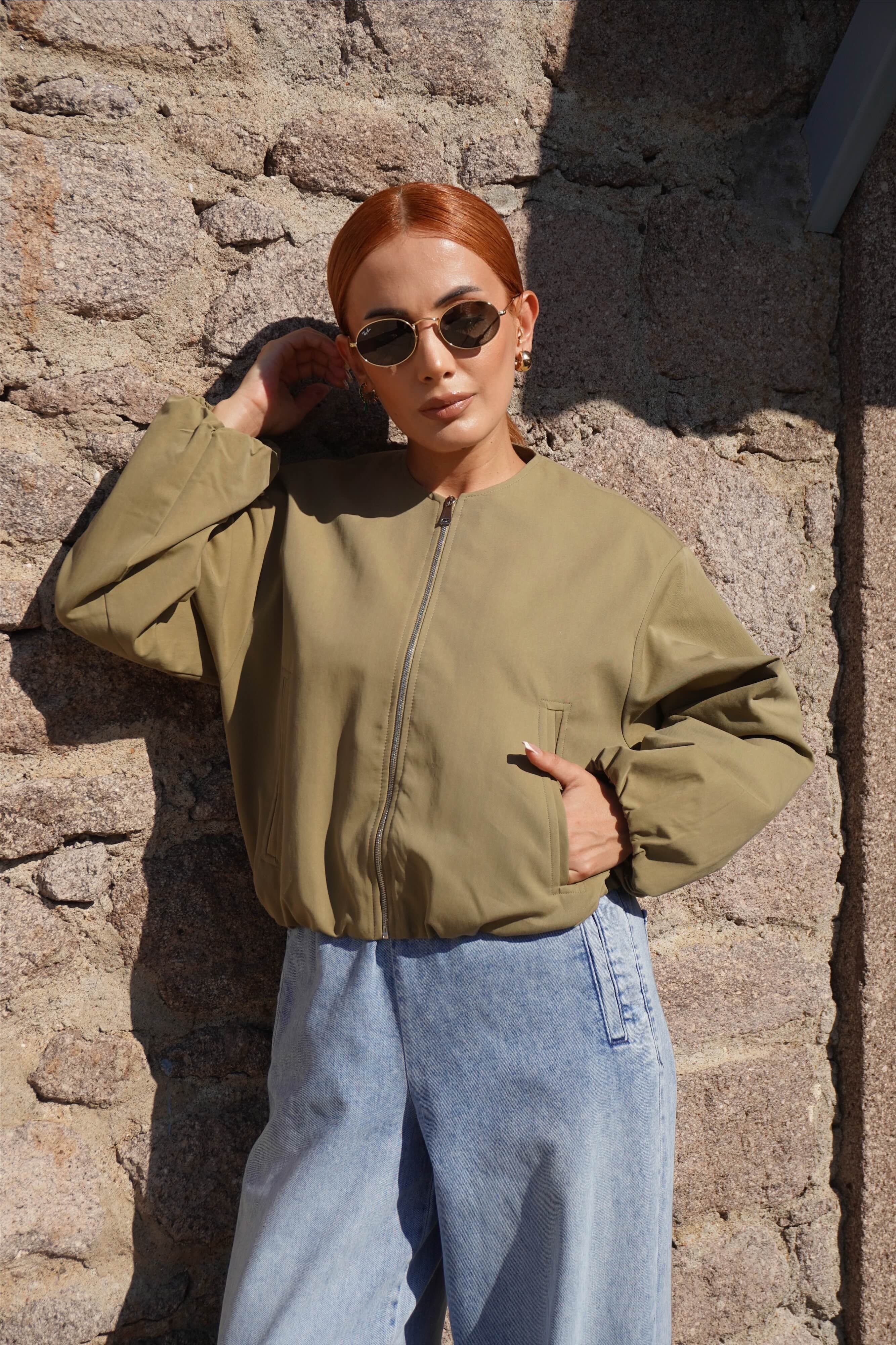 Haki Basic Bomber Ceket