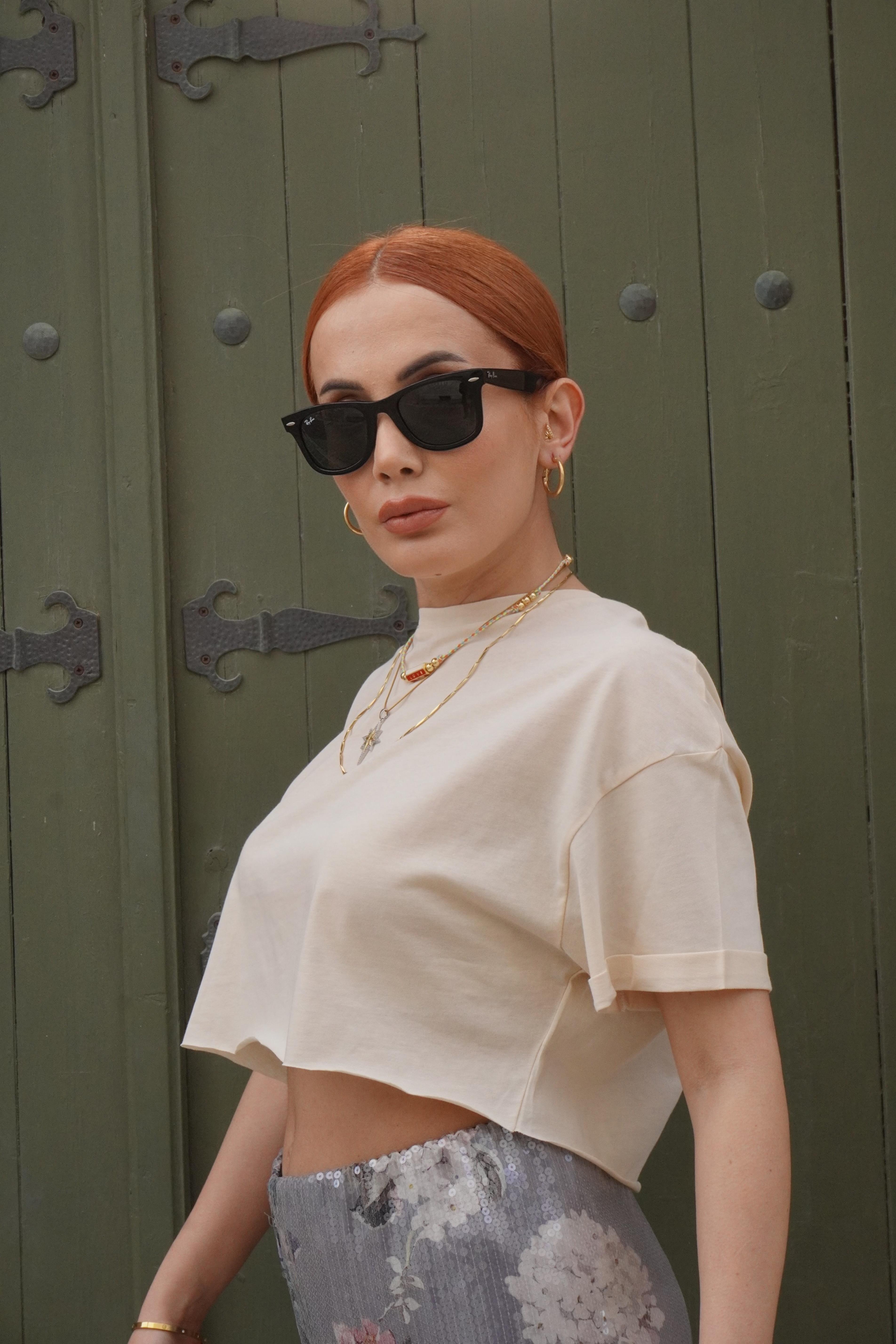 Crop Basic Bej T-shirt