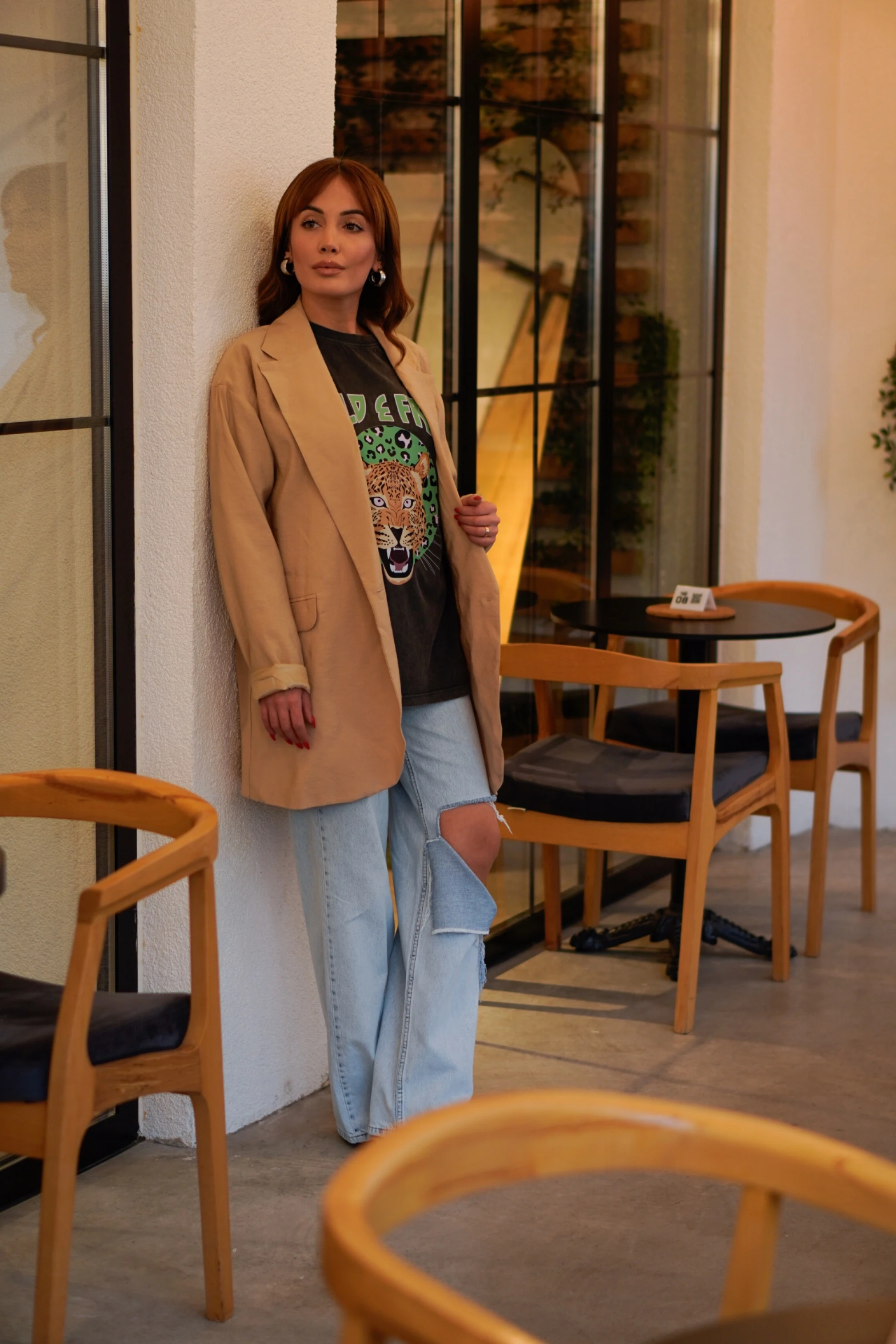 Muadil Diz Yırtık Yüksek Bel Jean