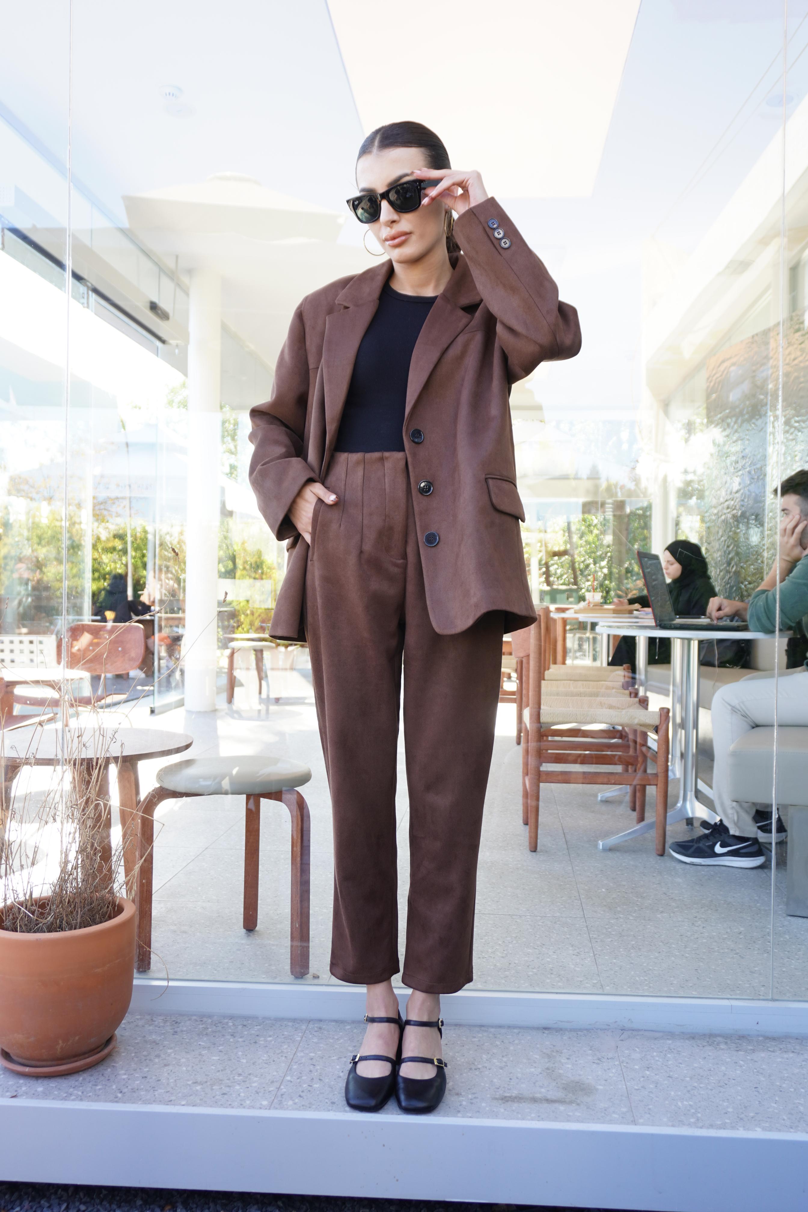 Acı Kahve Oversize Süet Blazer