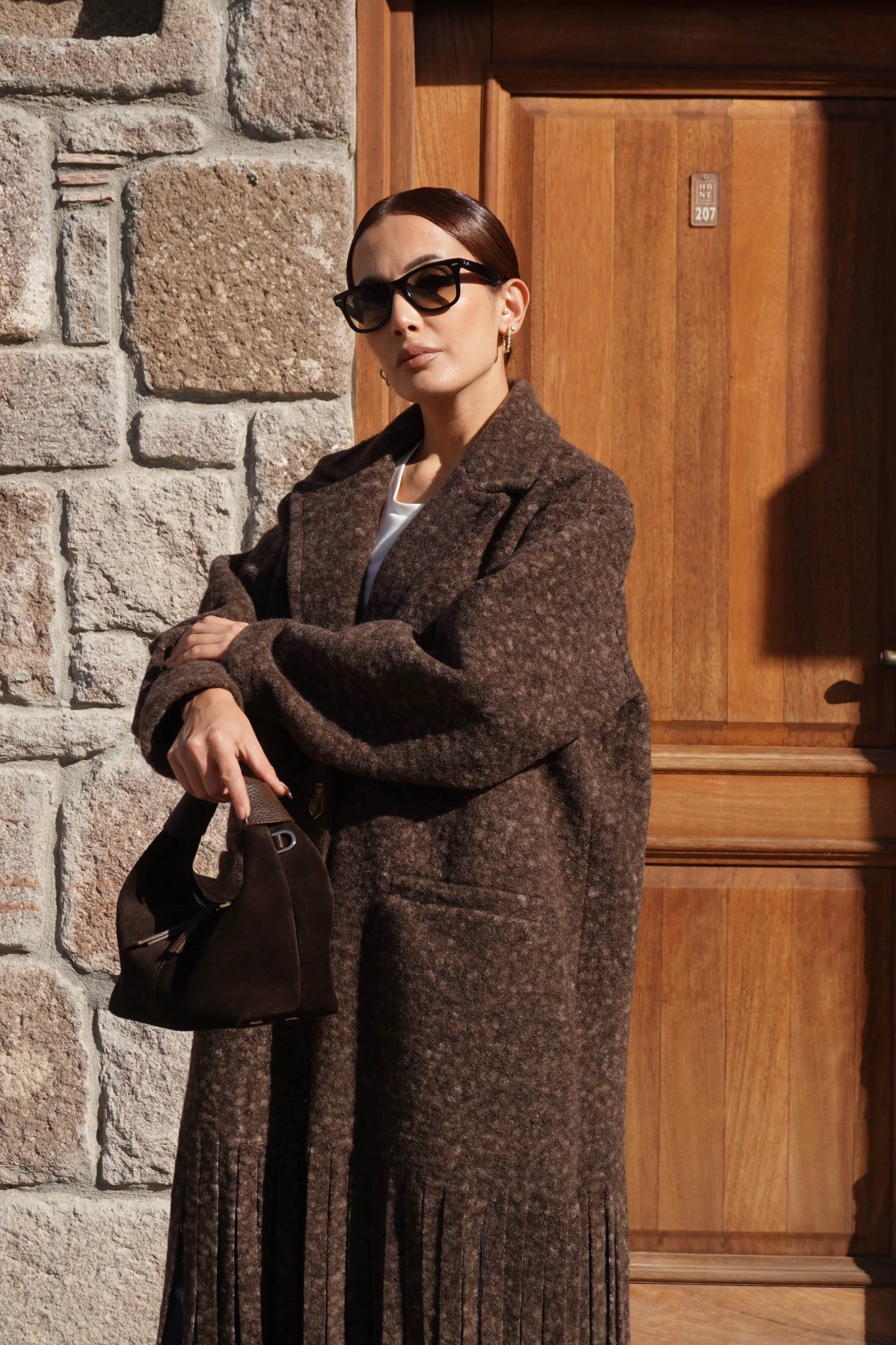 Premium Tasarım Oversize Kahve Kaban 