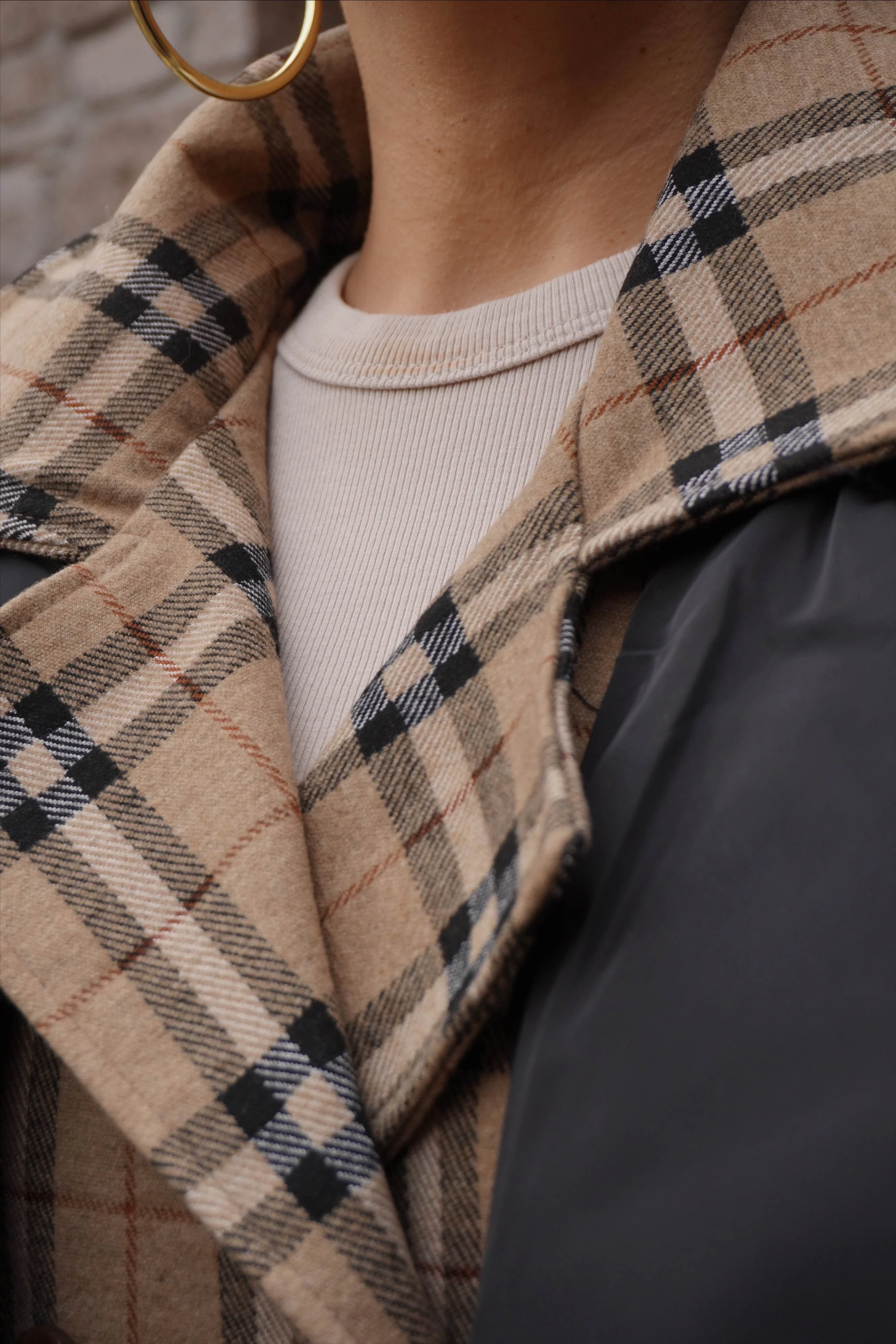 İthal Tasarım Ekose Desenli Yelek 