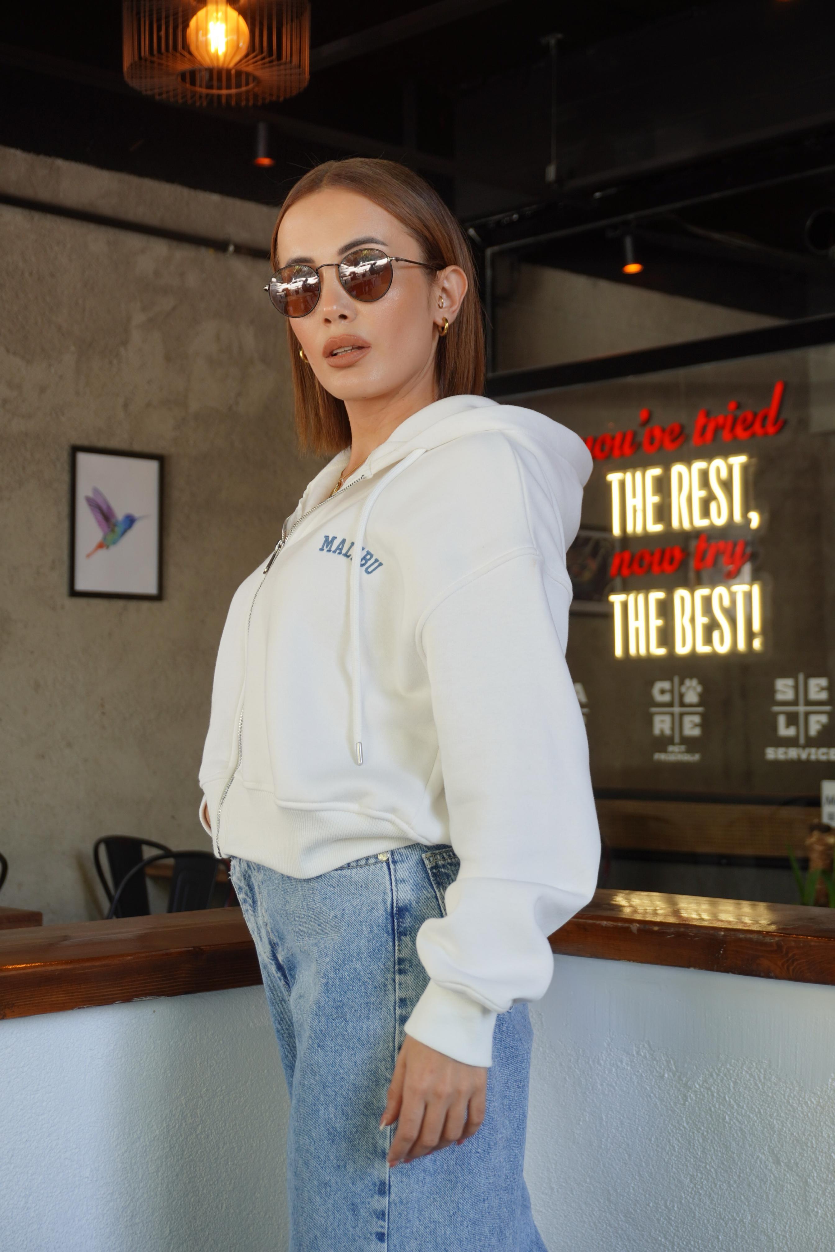 Kapüşonlu Fermuarlı Sweatshirt