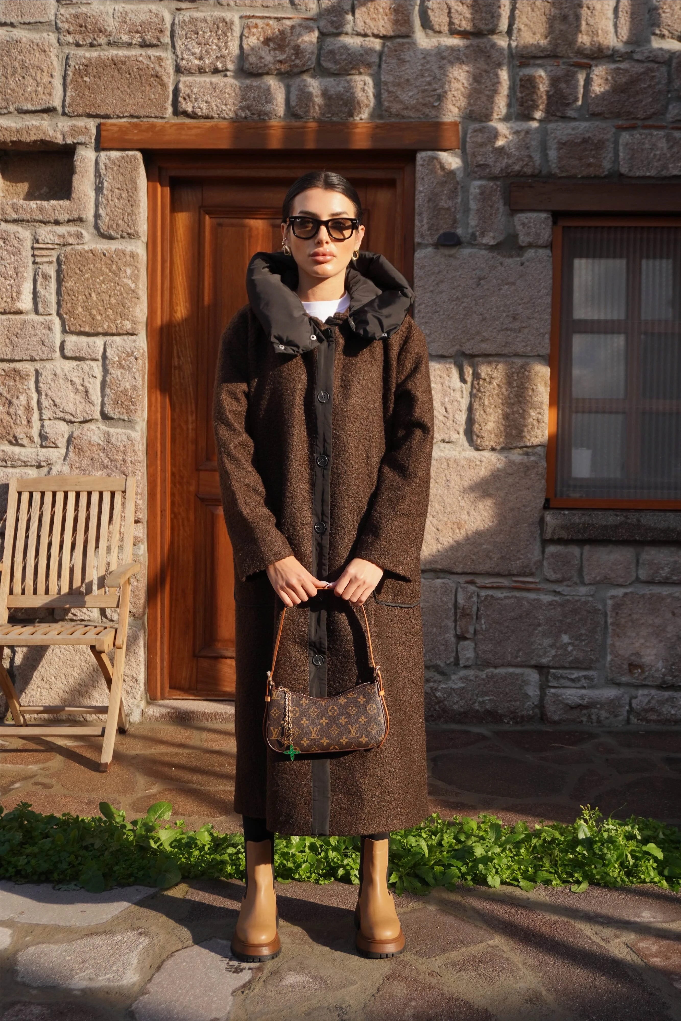 Kapüşonlu Kahve Kaban