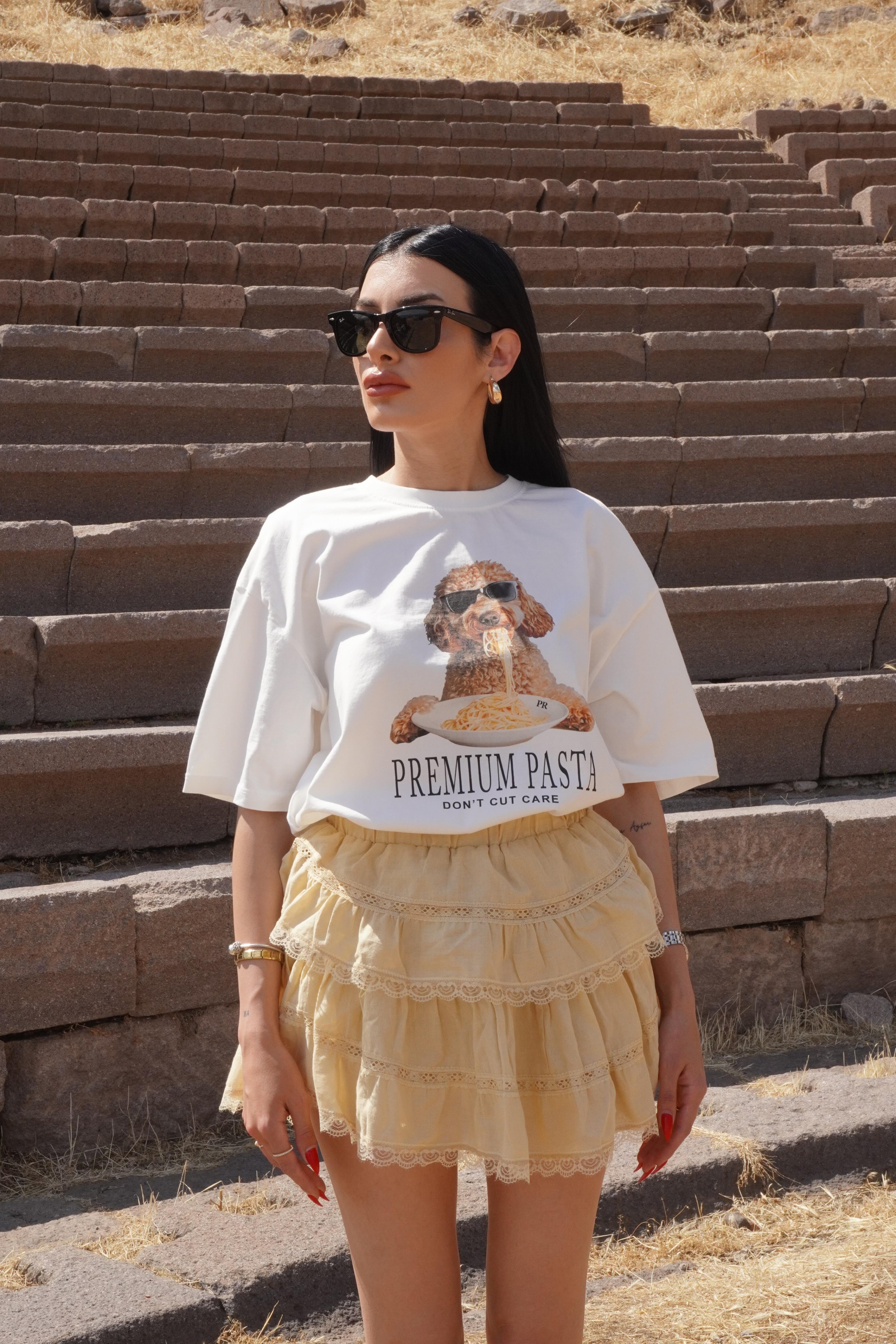 Poodle Baskılı Oversize Tişört