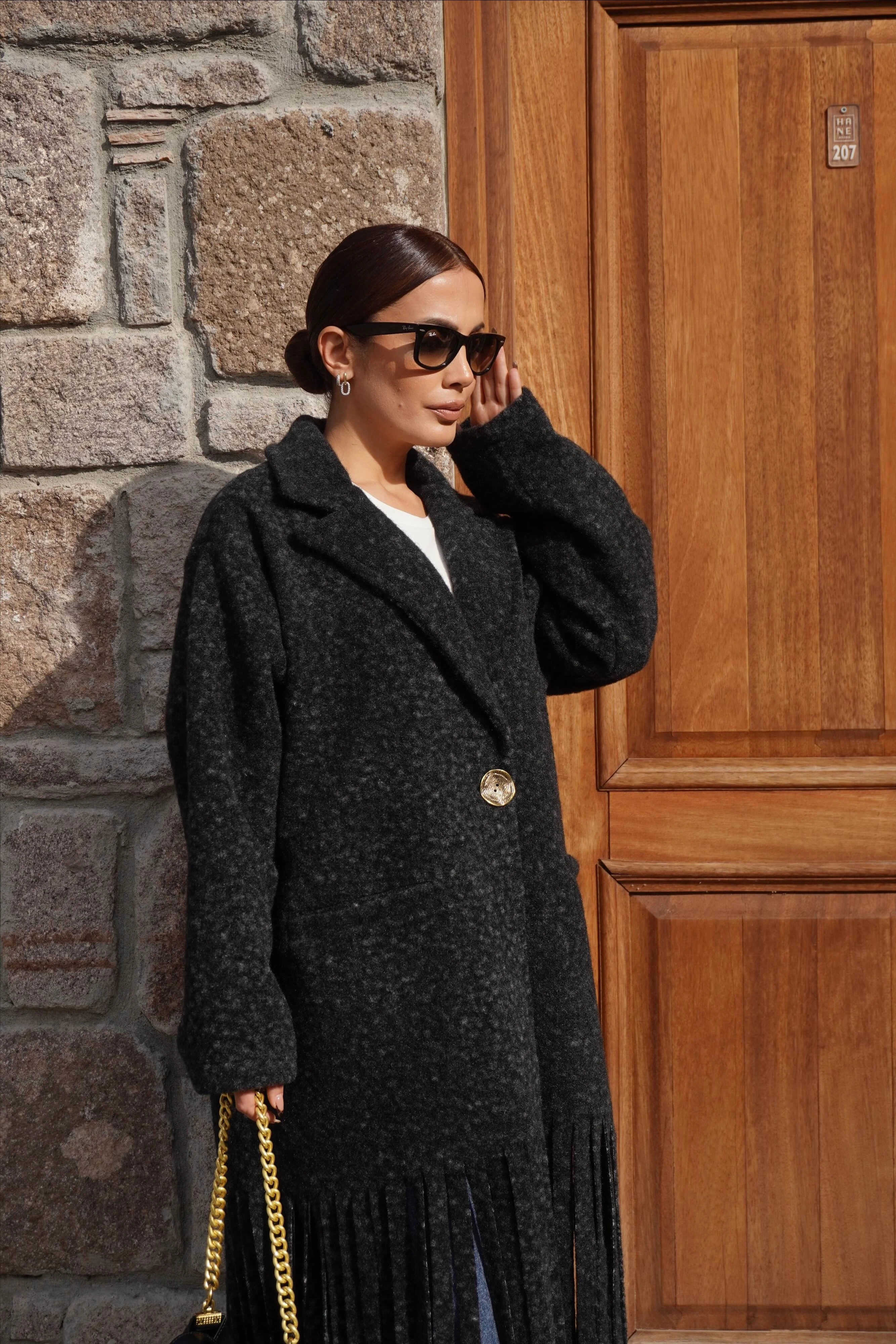 Premium Tasarım Oversize Antrasit Kaban