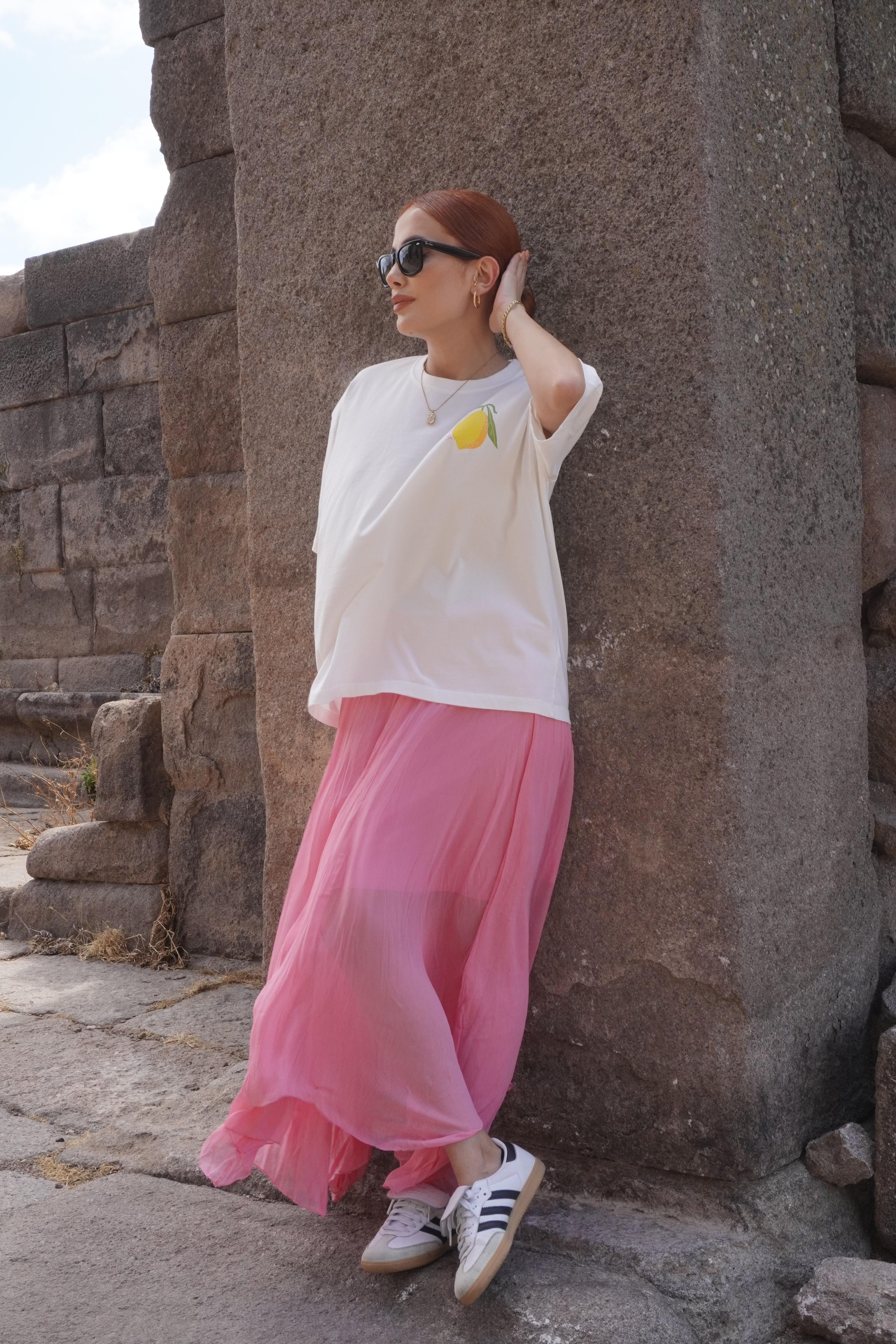 Limon Baskıkı Oversize Tişört