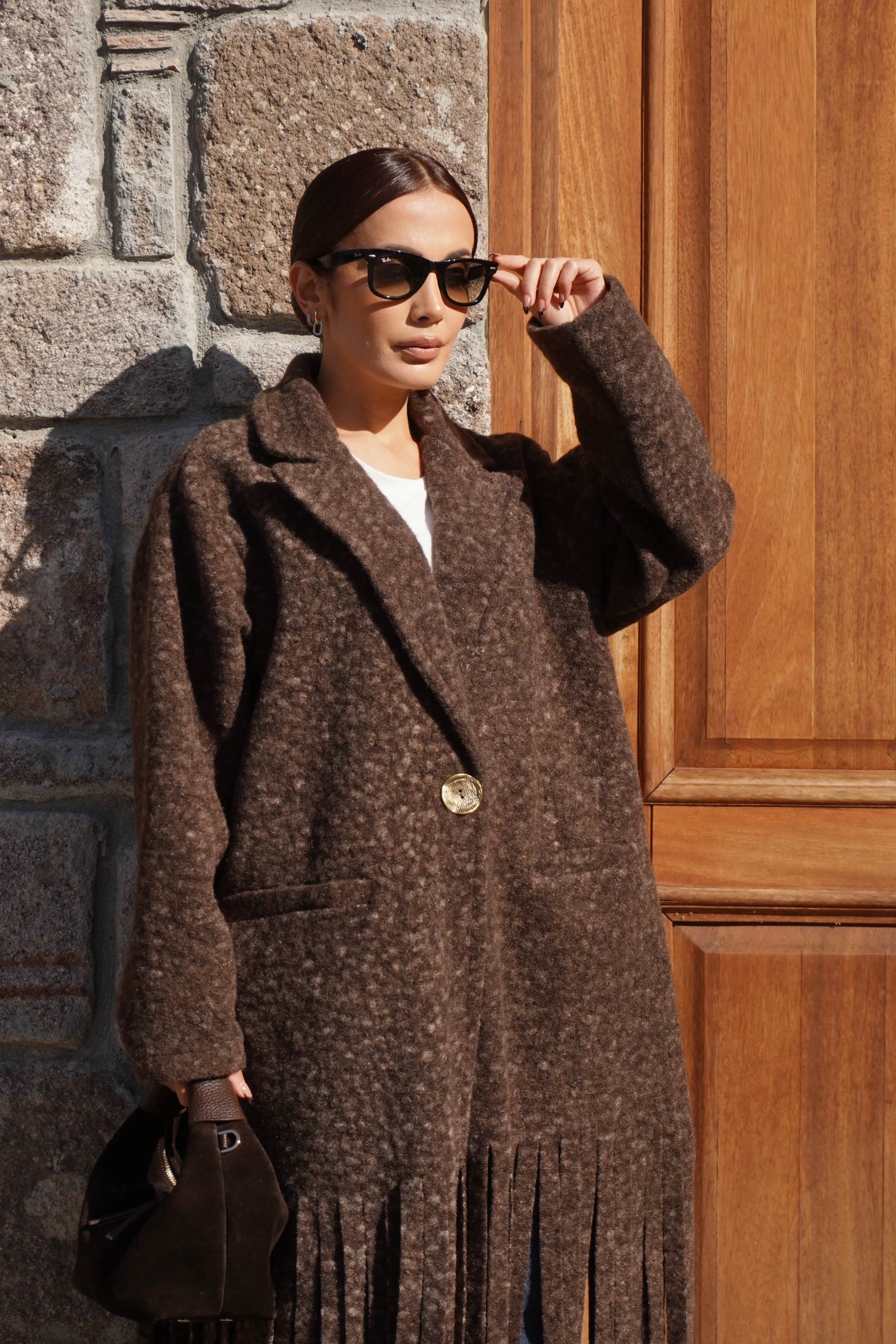 Premium Tasarım Oversize Kahve Kaban 