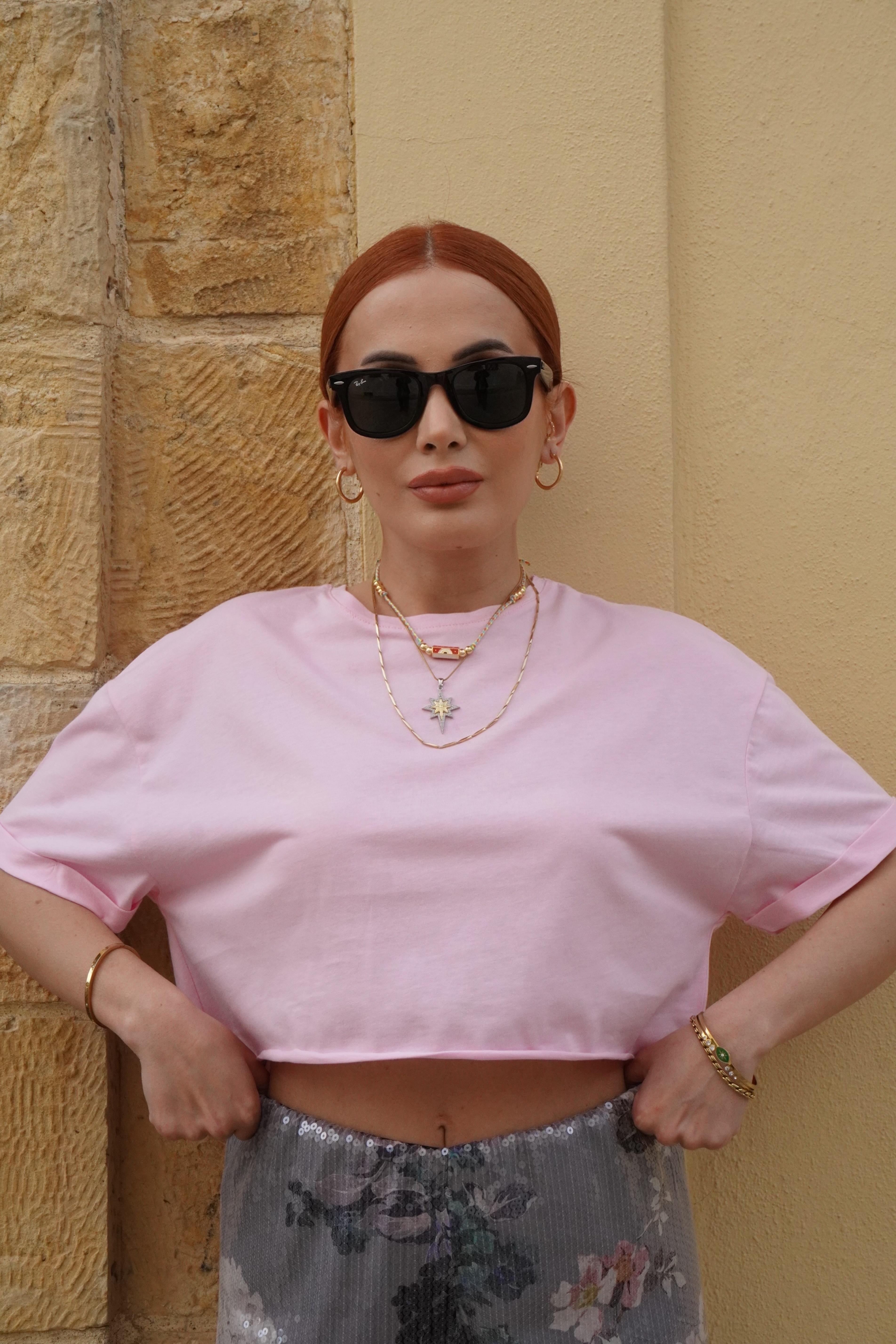 Crop Basic Pembe T-shirt