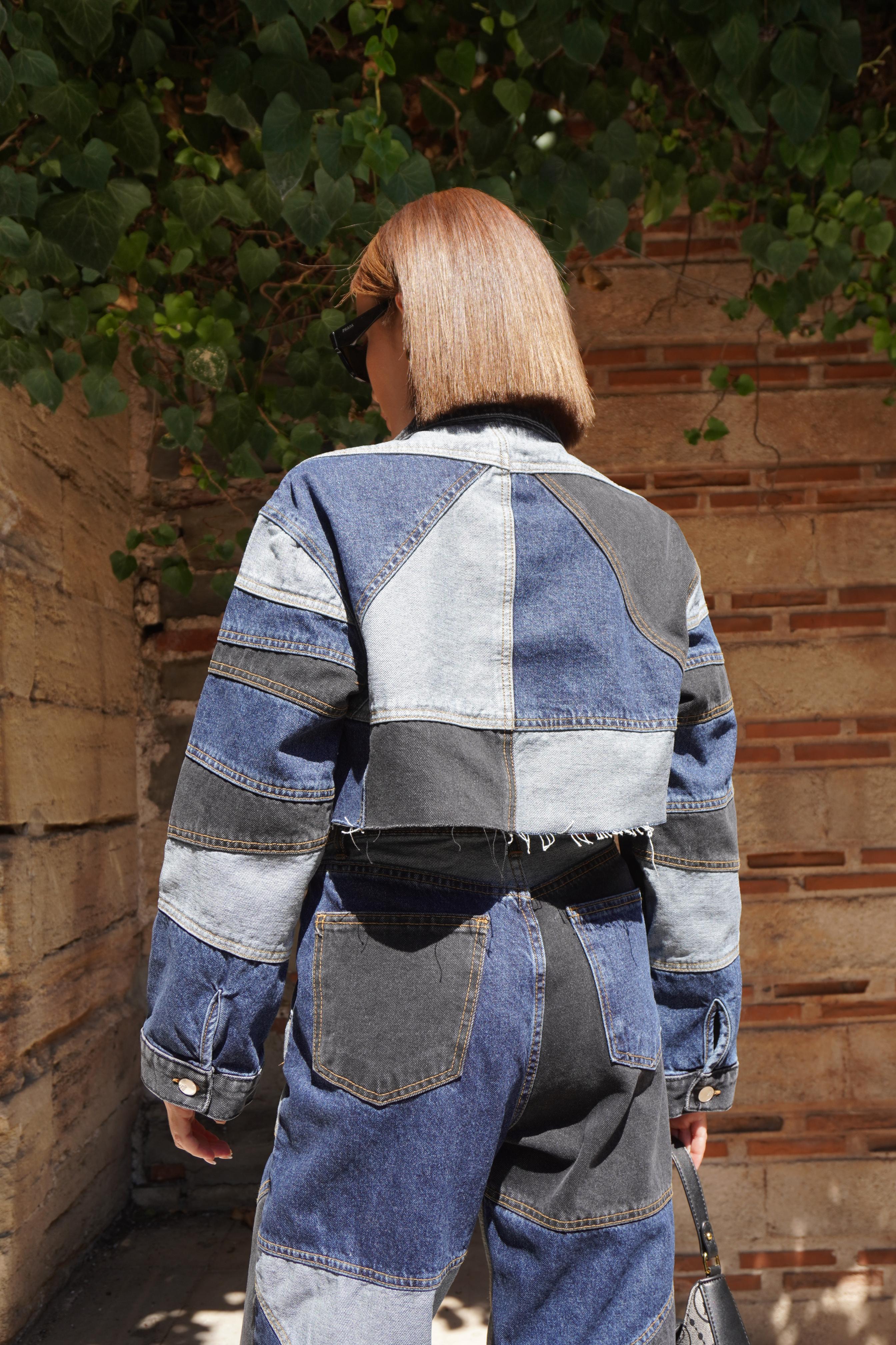 Patchwork Crop Denim Ceket