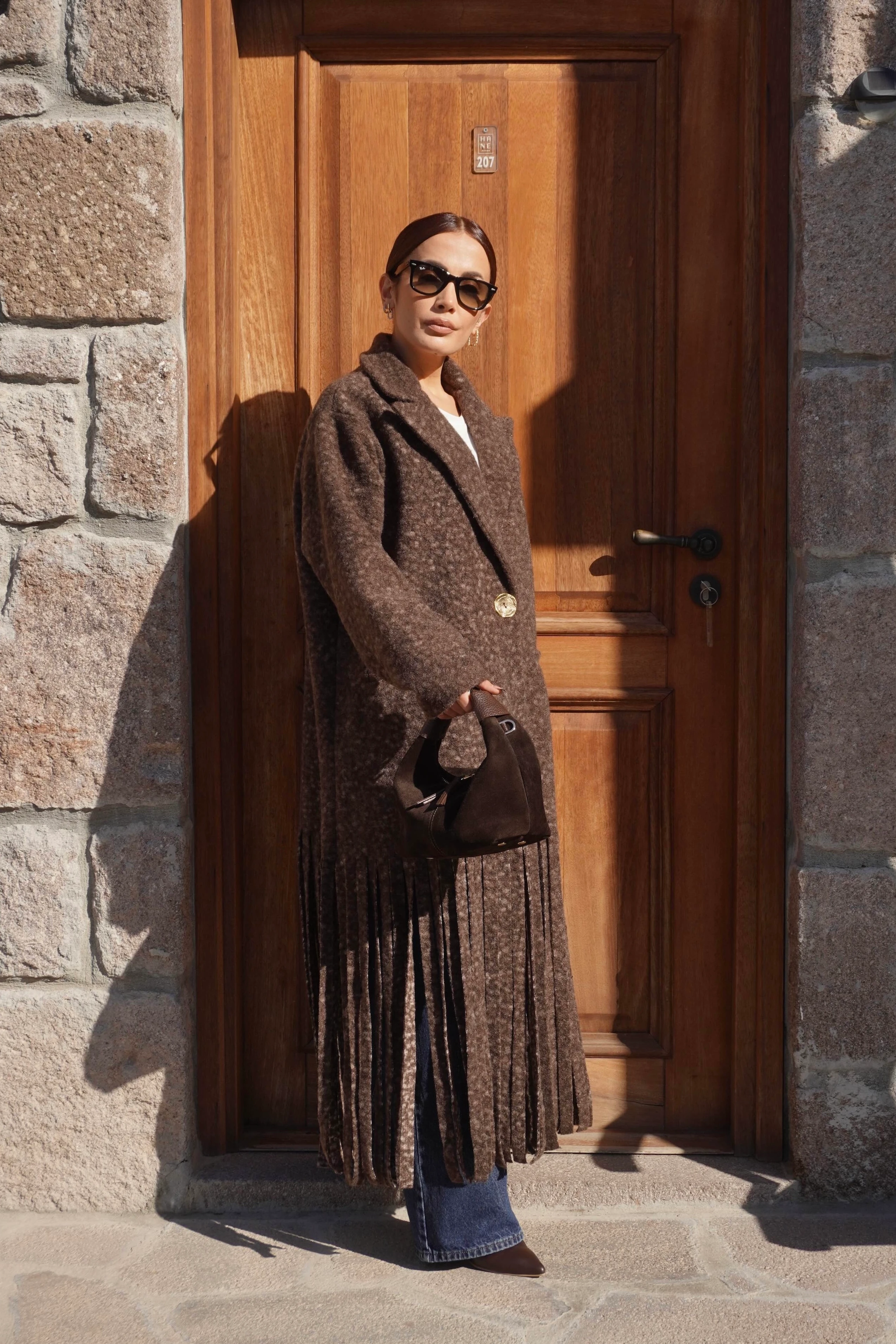 Premium Tasarım Oversize Kahve Kaban 