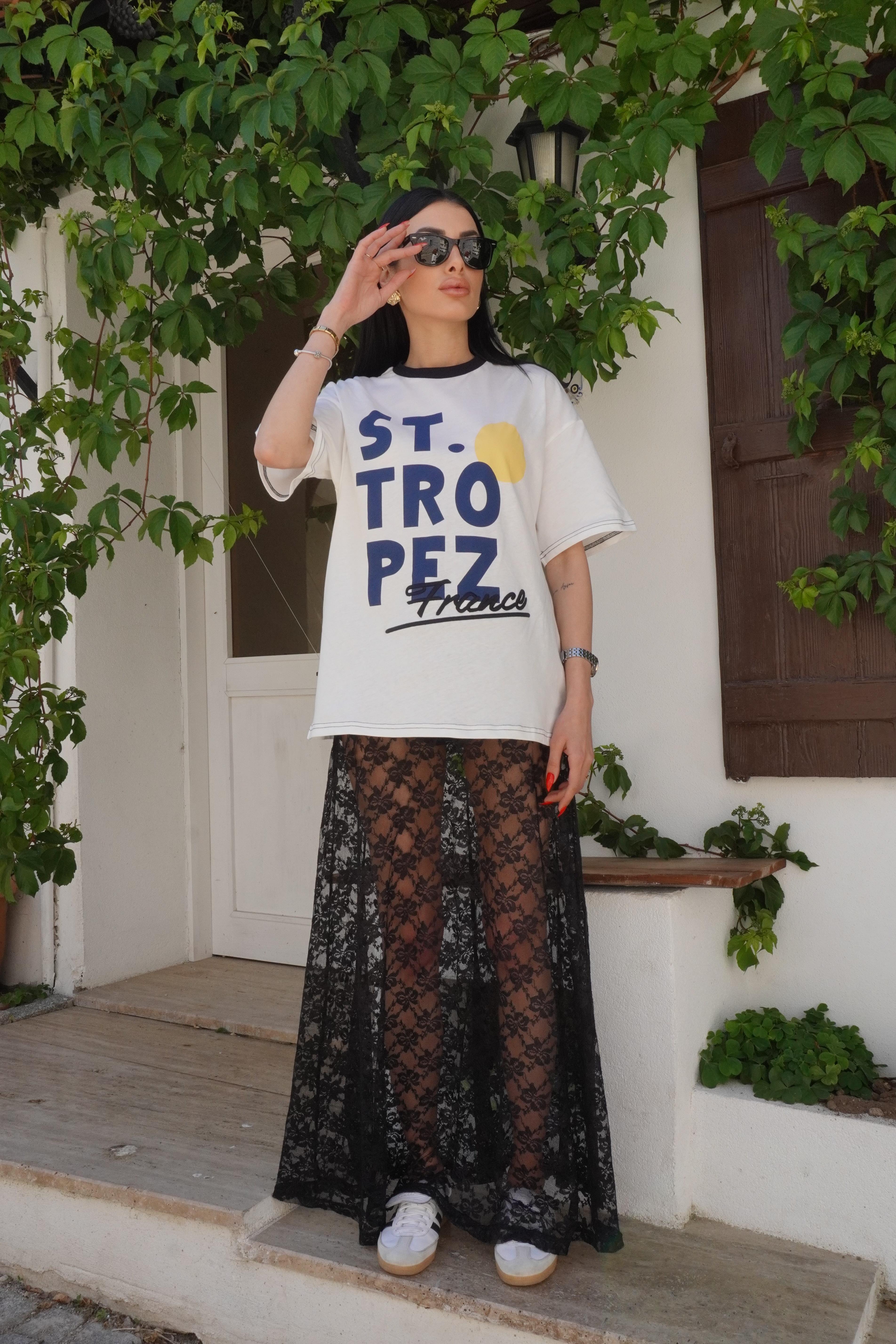 Saint-Tropez Yazı Baskılı Tişört