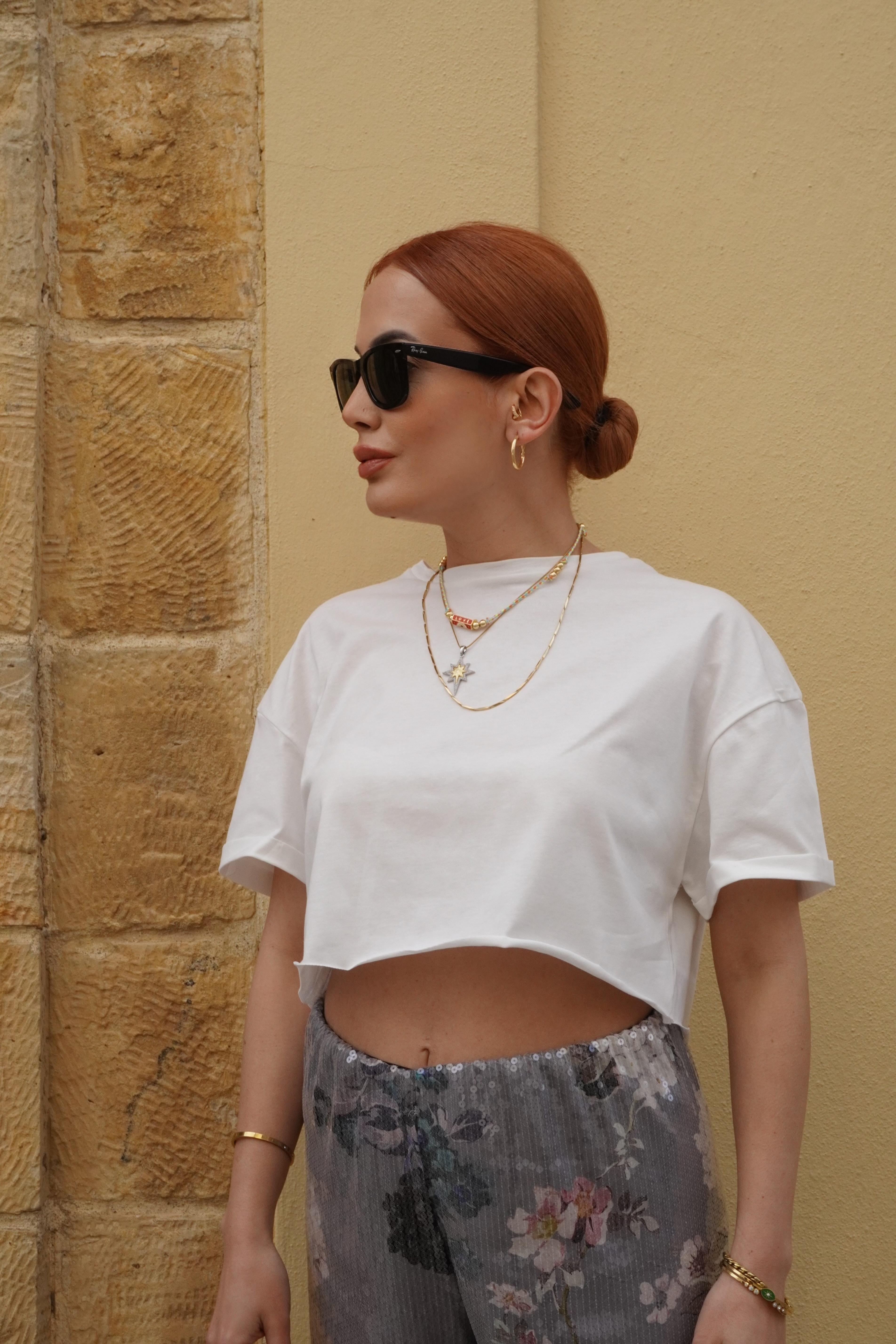 Crop Basic Beyaz T-shirt