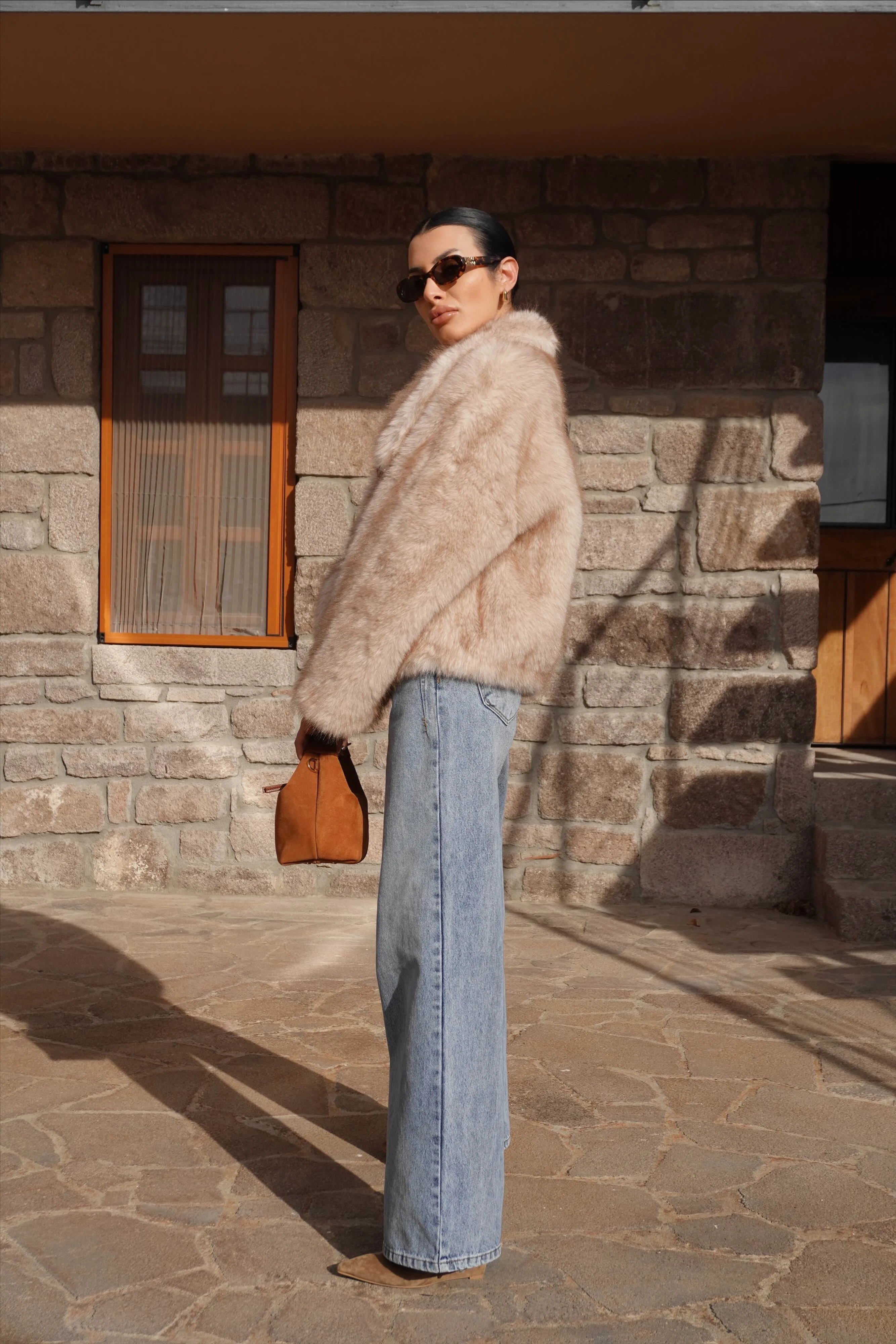 İthal Premium Kahve Yaka Detaylı Kısa Kürk