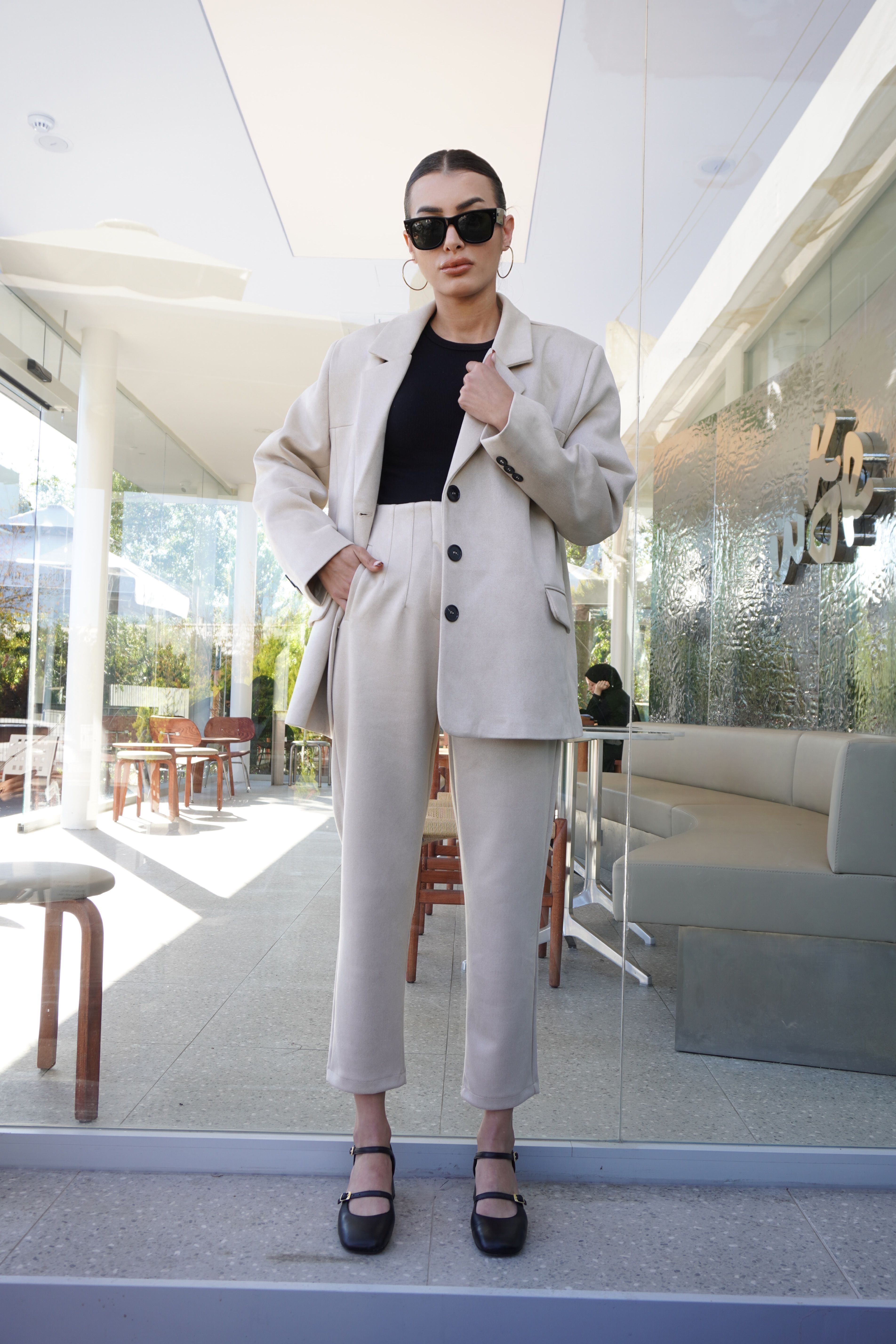 Bej Oversize Süet Blazer