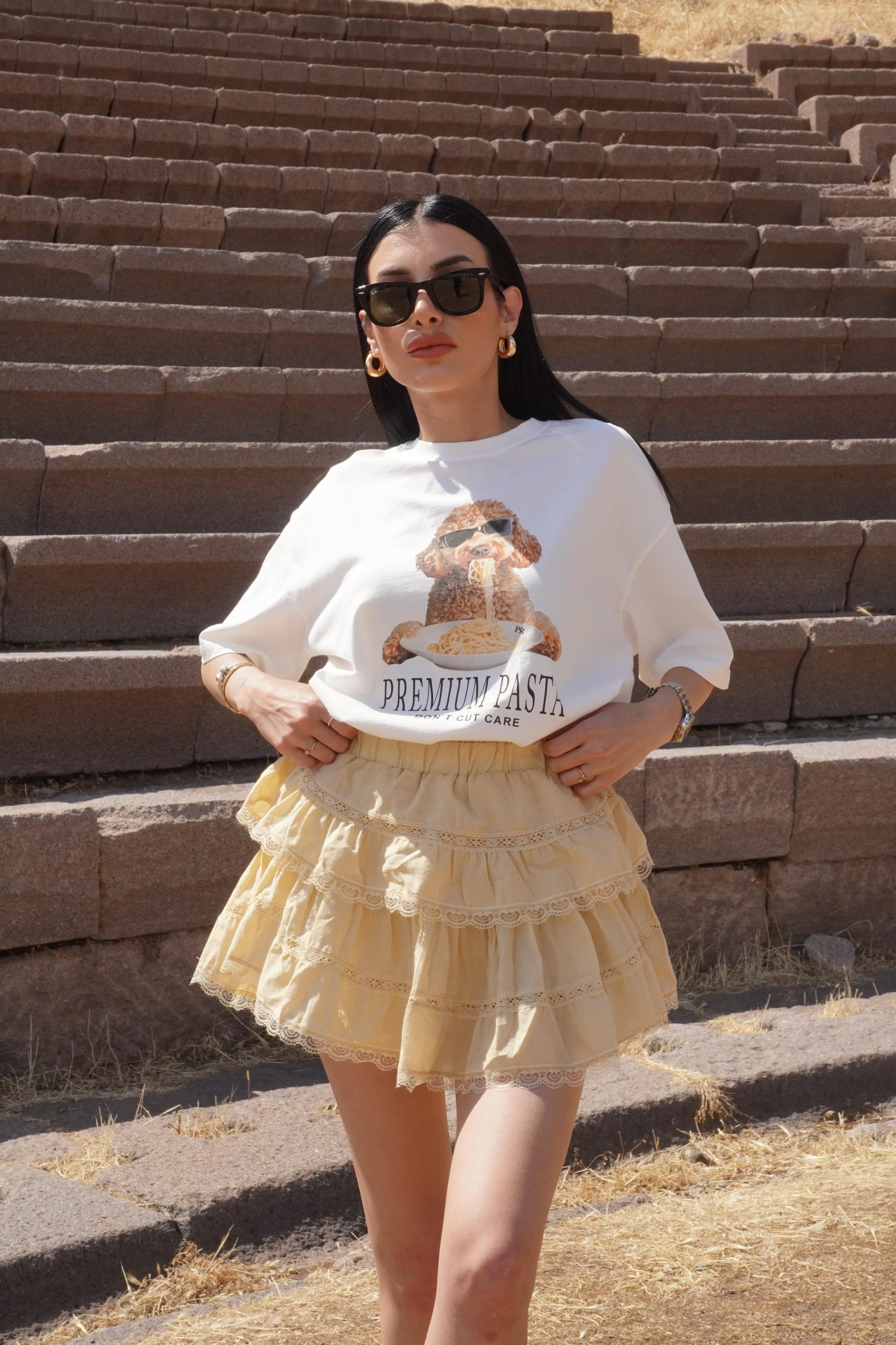 Poodle Baskılı Oversize Tişört