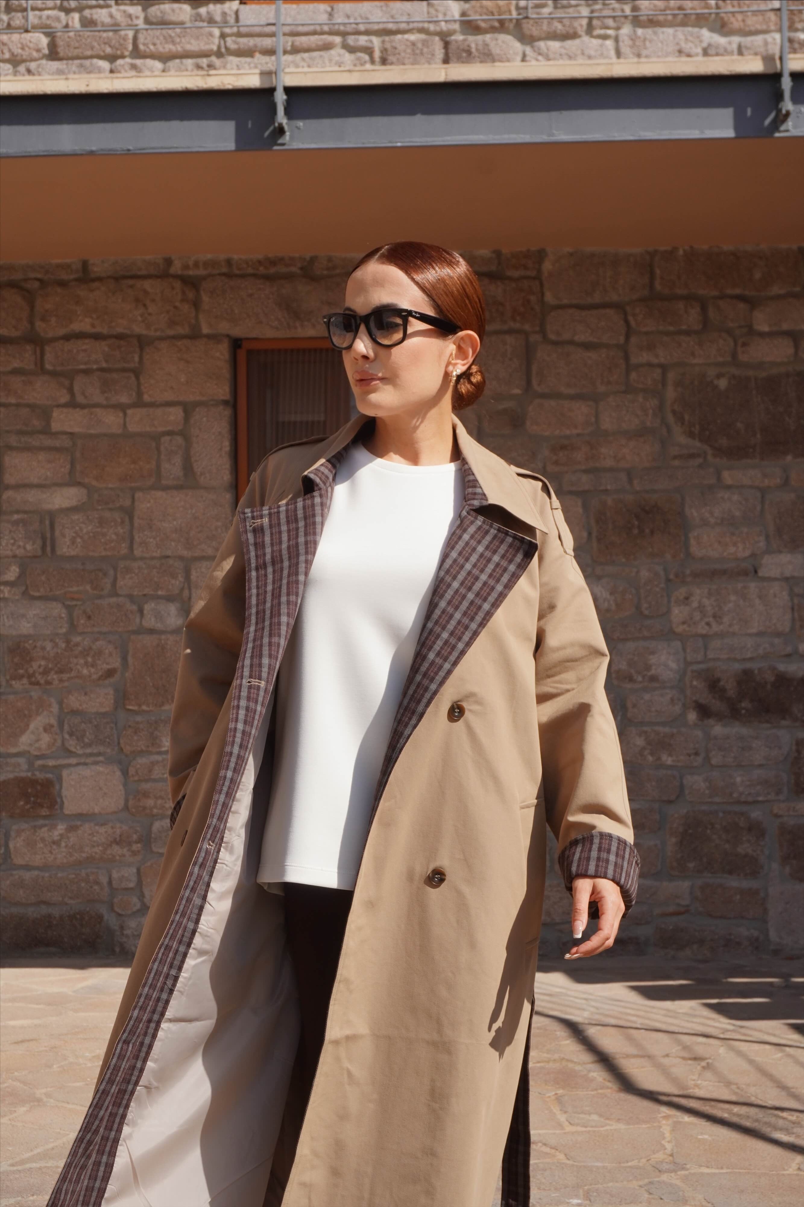 İthal Tasarım Premium İç Astar Detaylı Haki Trenç