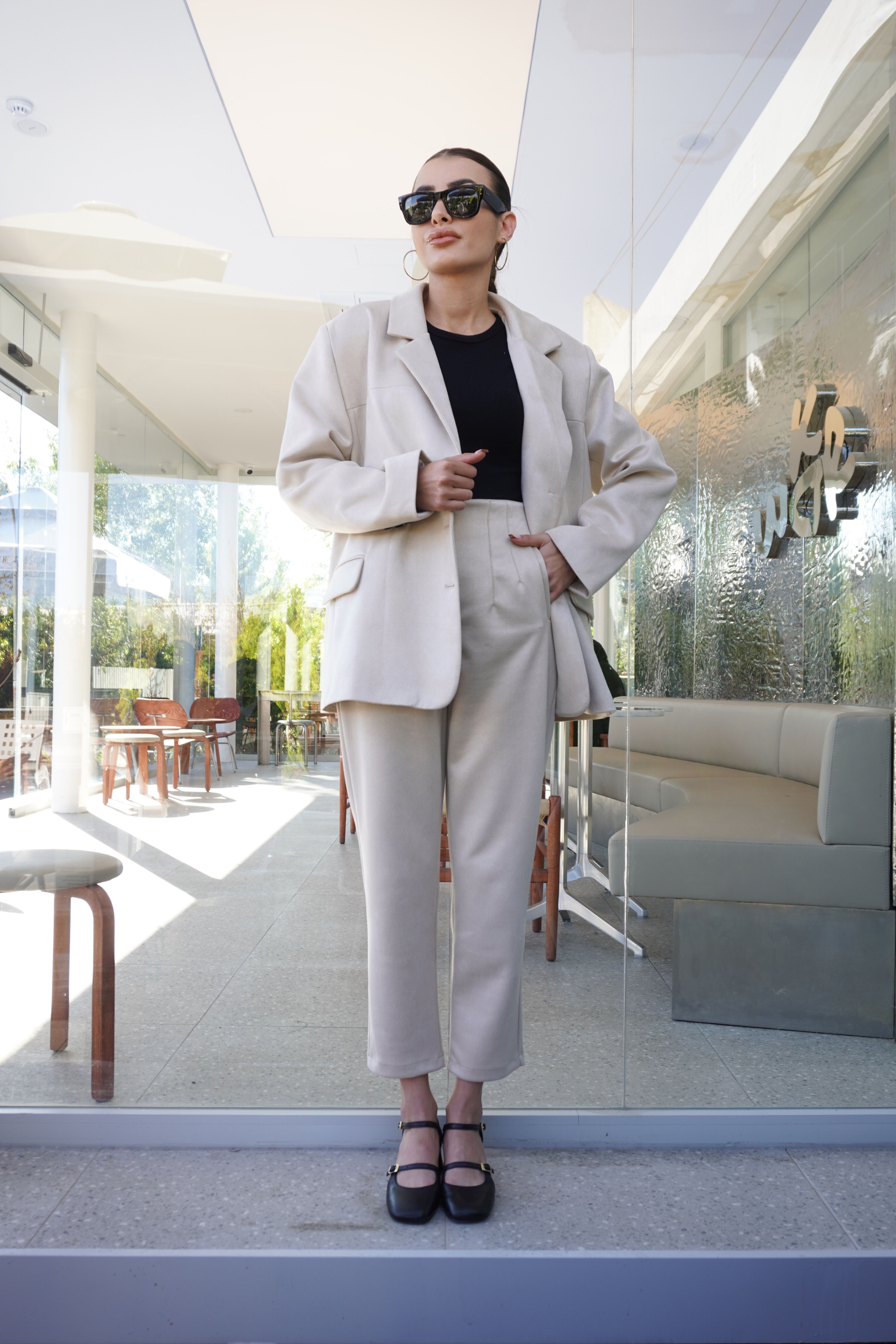 Bej Oversize Süet Blazer