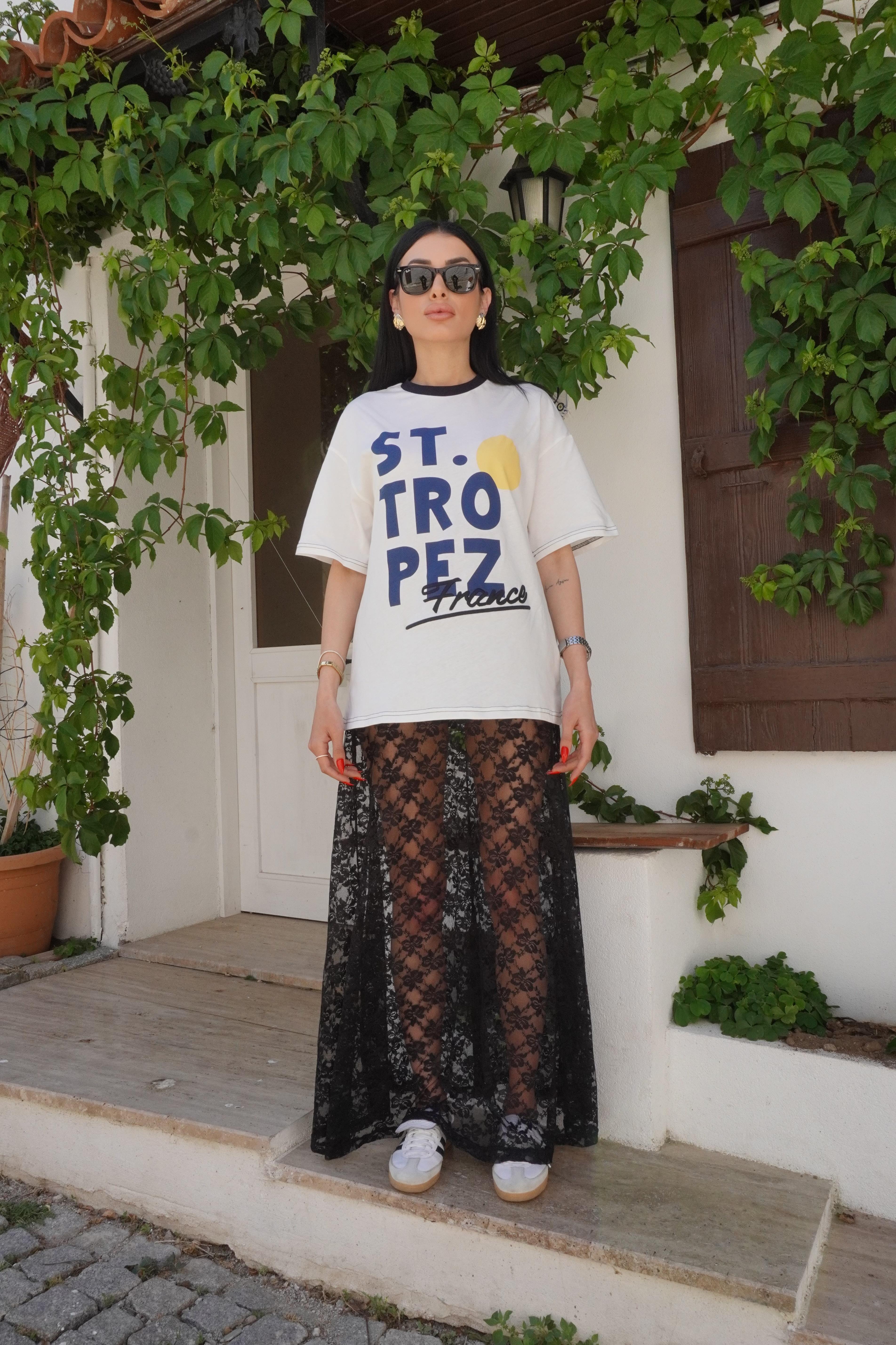 Saint-Tropez Yazı Baskılı Tişört