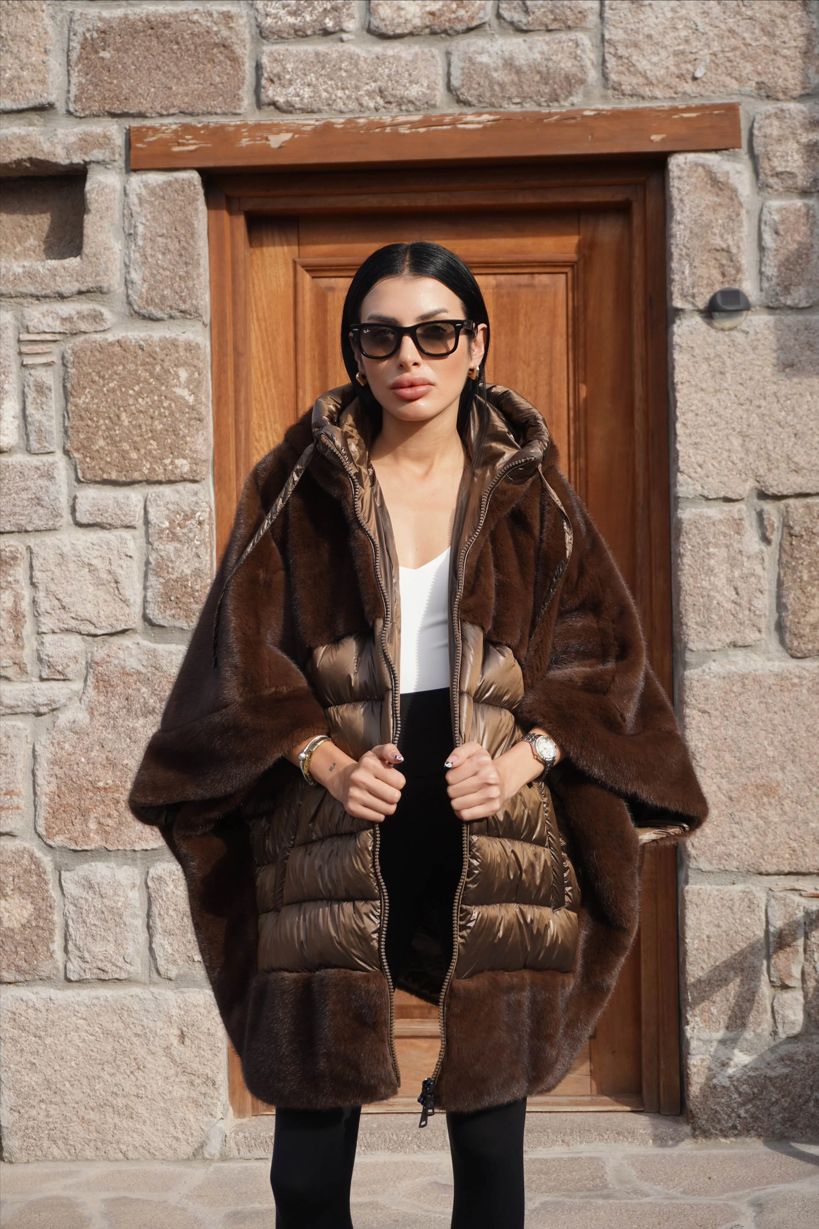 İthal Tasarım Premium Kürk Detaylı Manto 