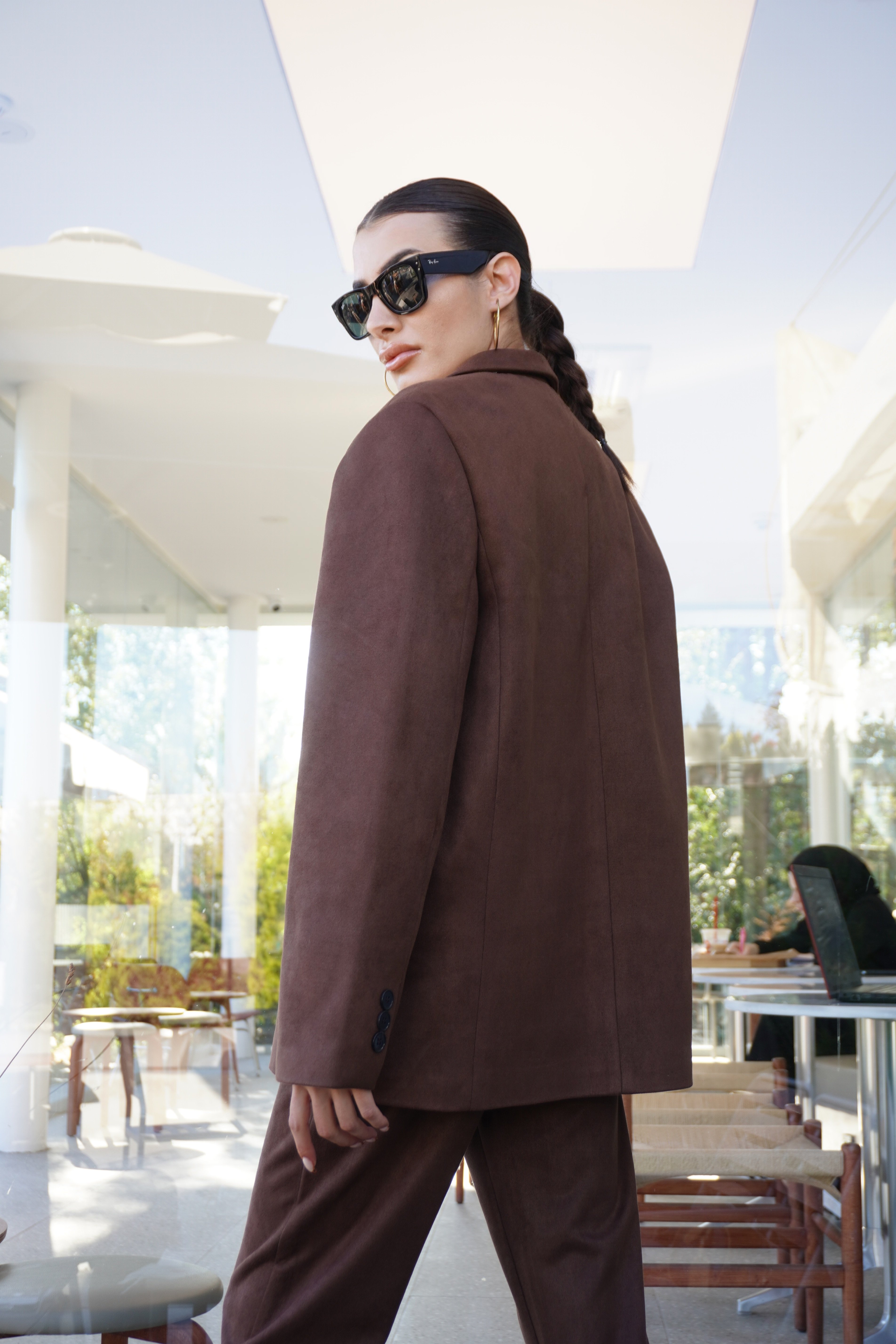 Acı Kahve Oversize Süet Blazer