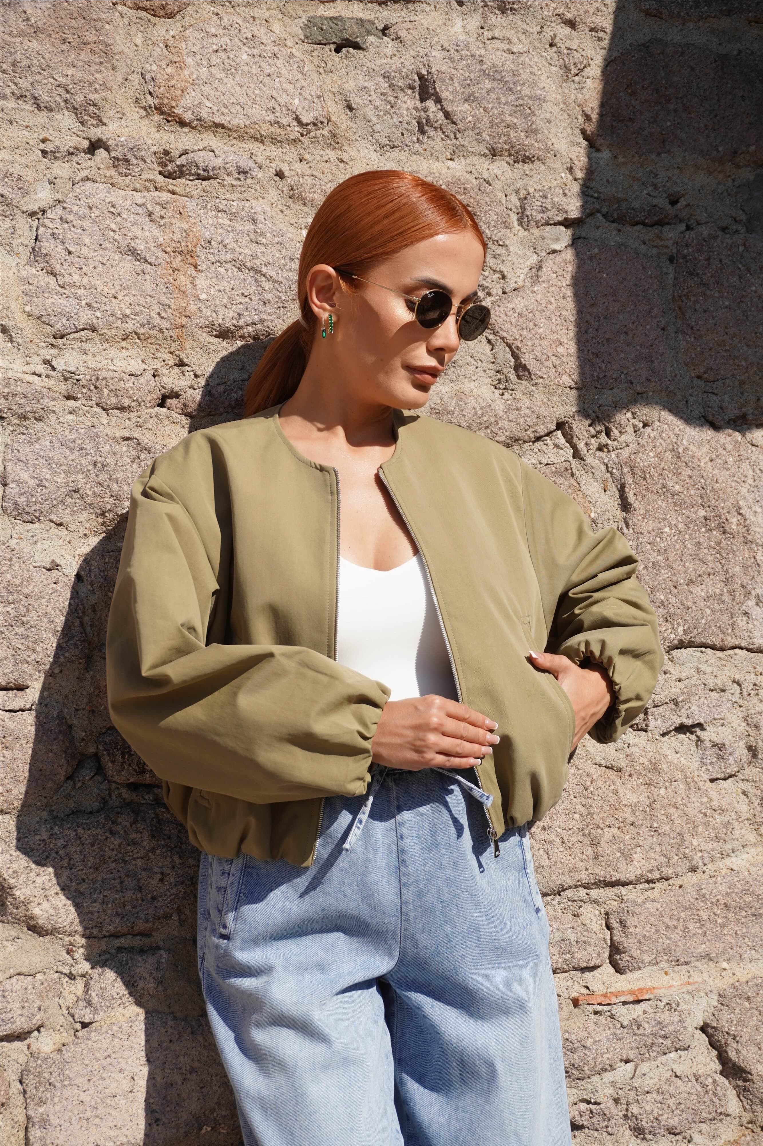 Haki Basic Bomber Ceket