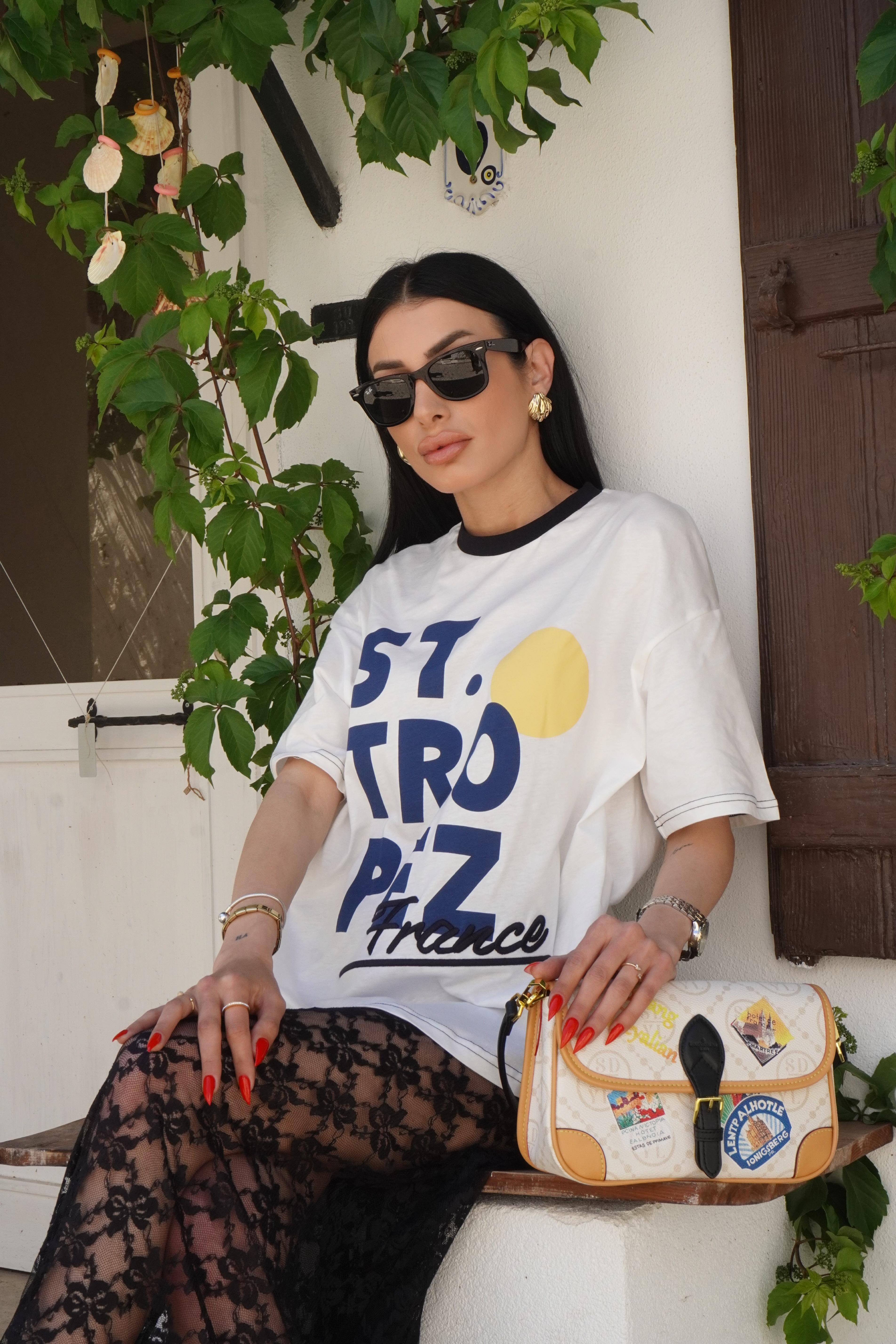 Saint-Tropez Yazı Baskılı Tişört