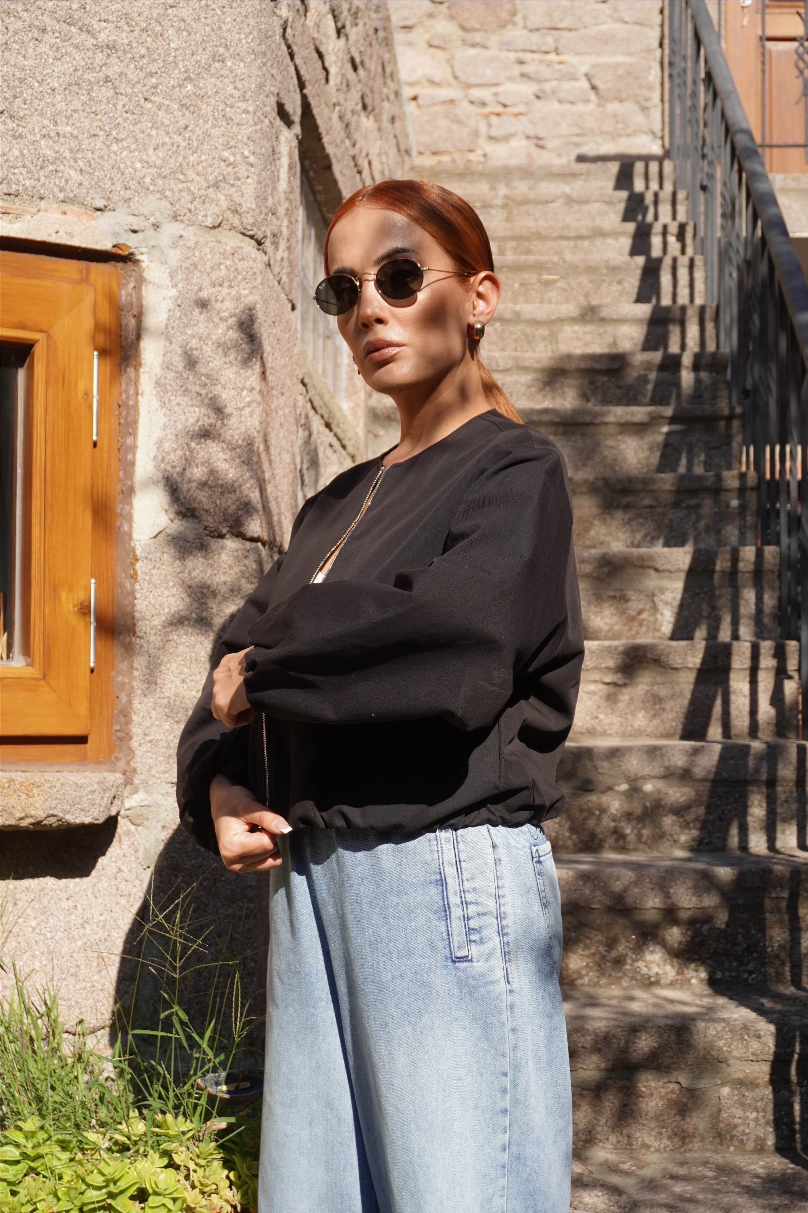 Siyah Basic Bomber Ceket 