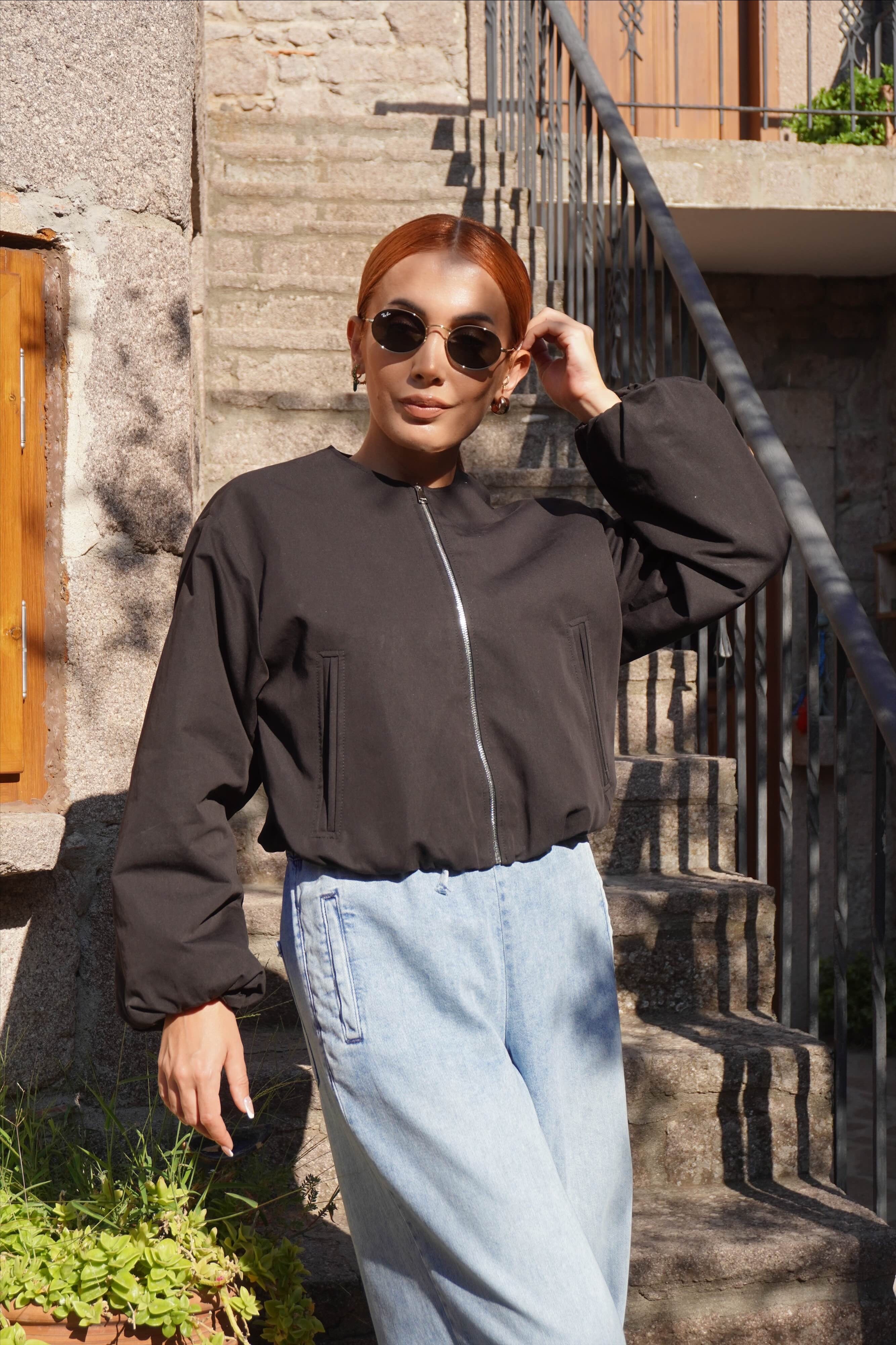 Siyah Basic Bomber Ceket 