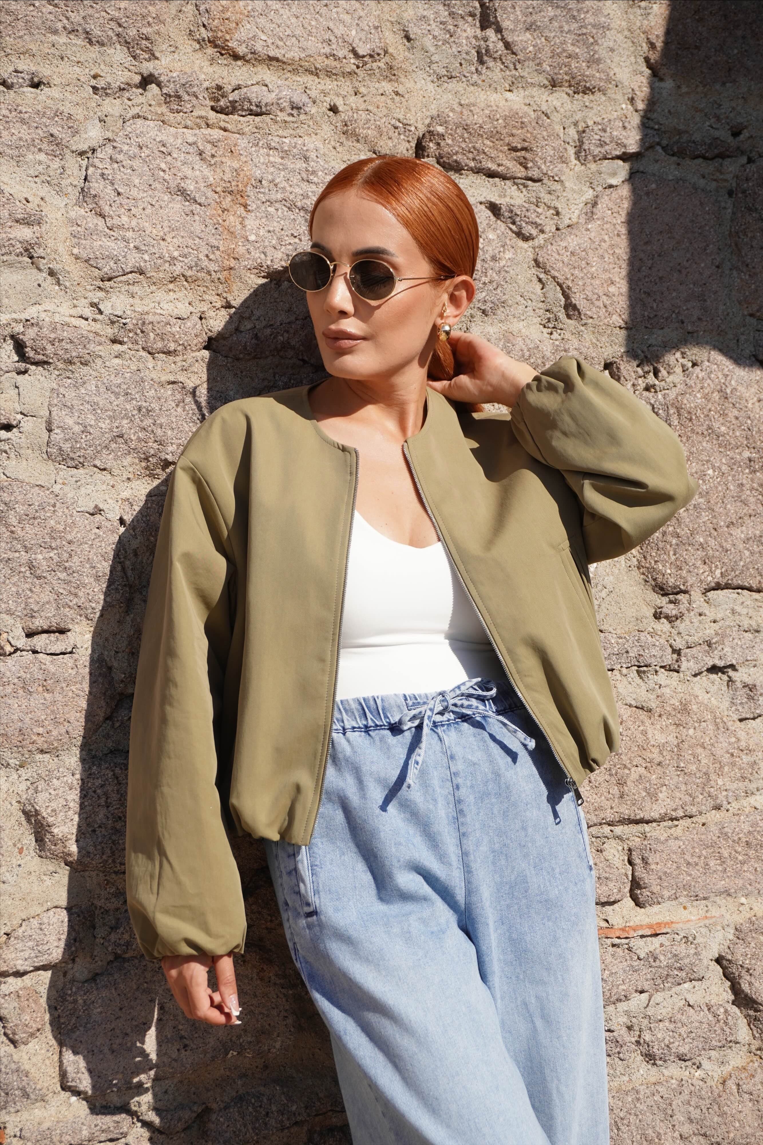 Haki Basic Bomber Ceket