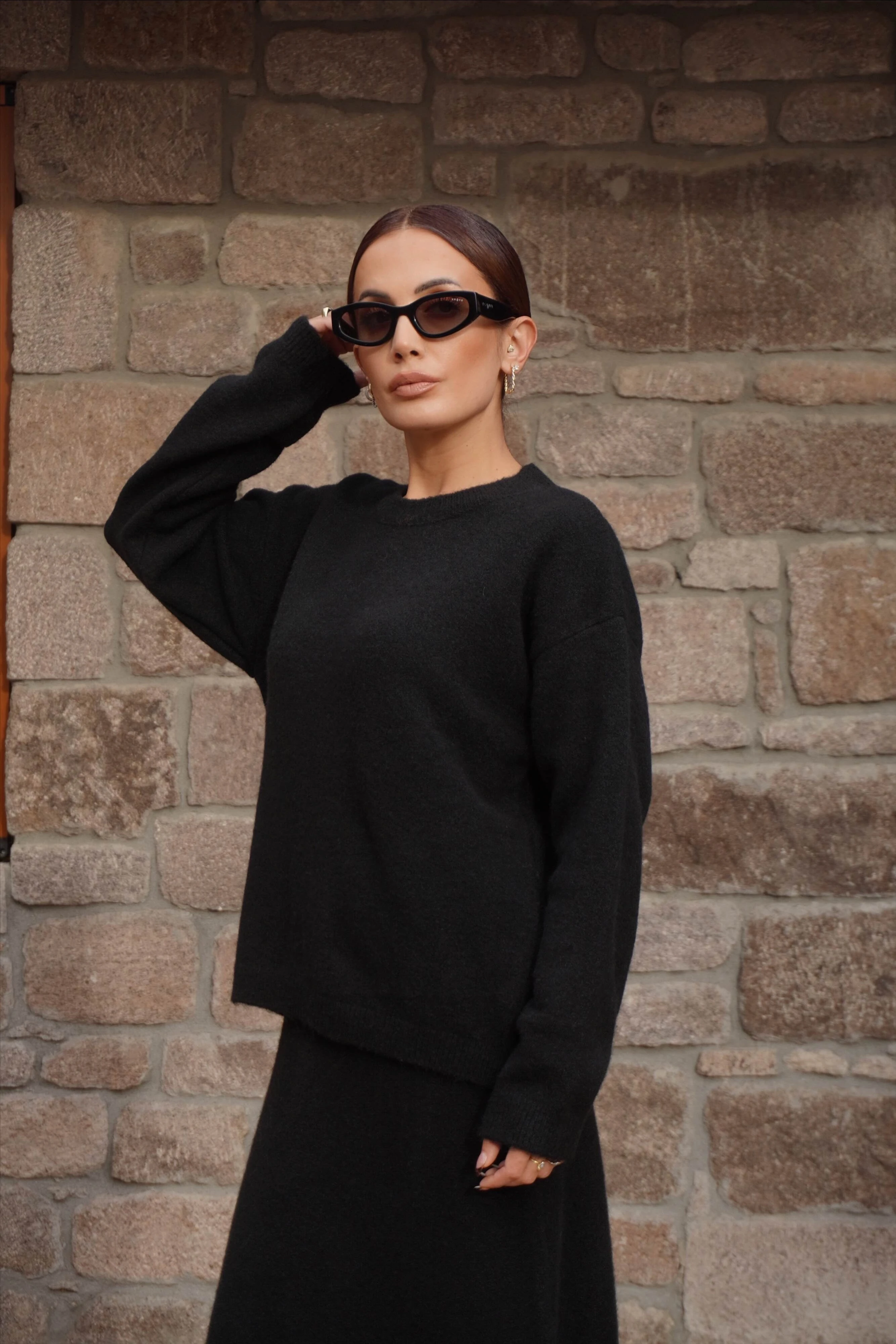 Premium Siyah Etek Kazak Triko Takım 