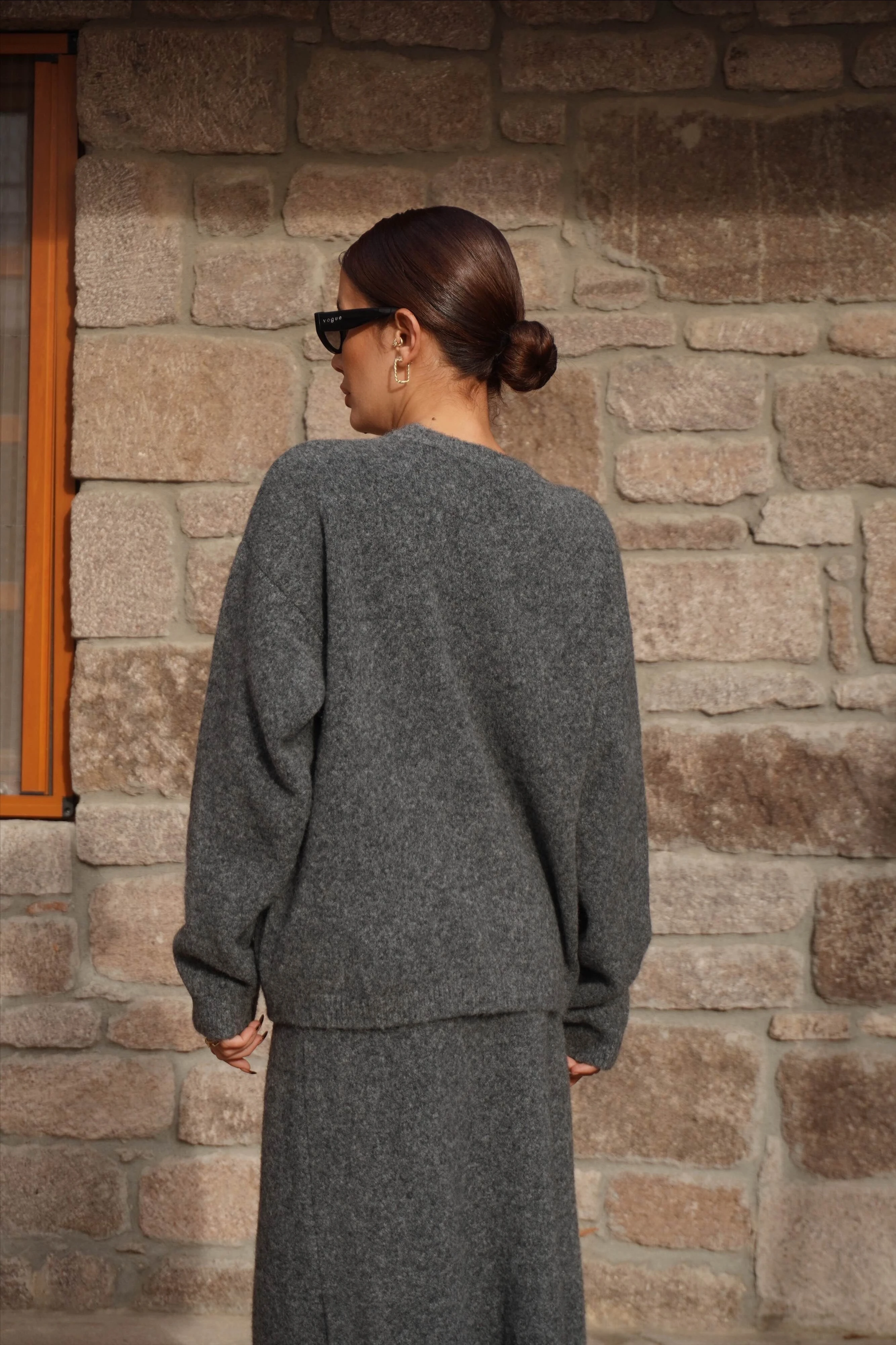 Premium Gri Etek Kazak Triko Takım