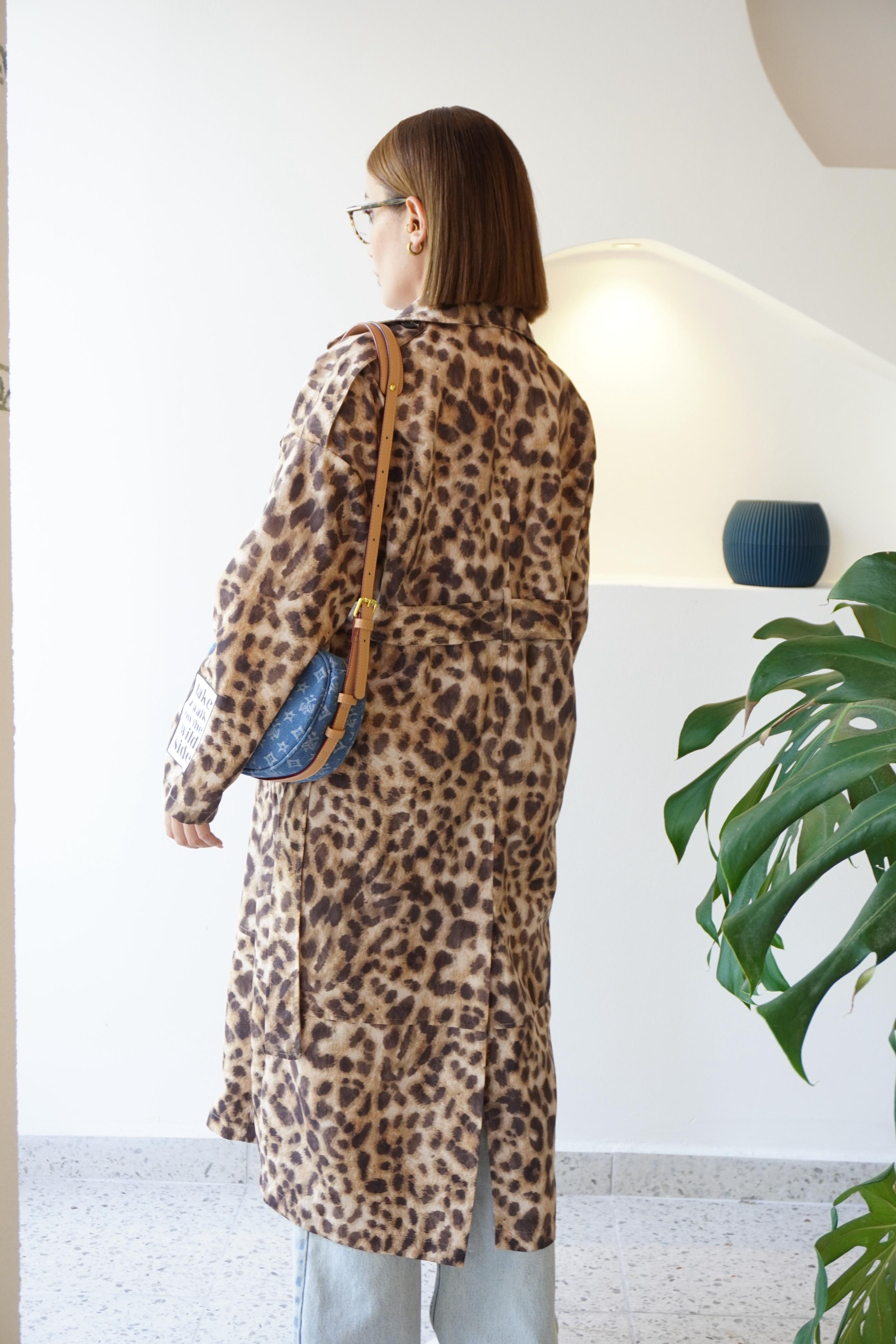 Leopar Desen Arma Detaylı Trençkot