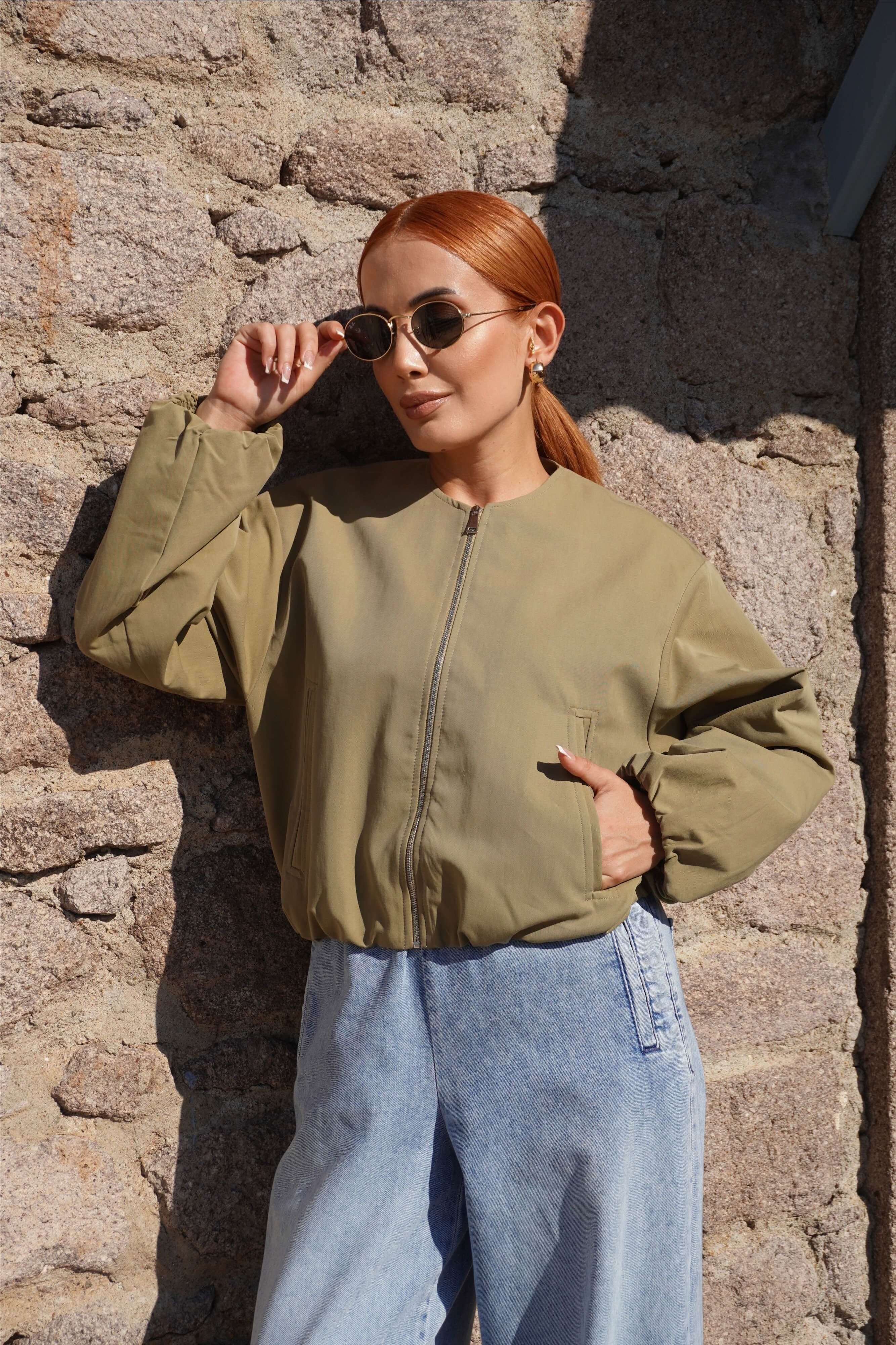 Haki Basic Bomber Ceket